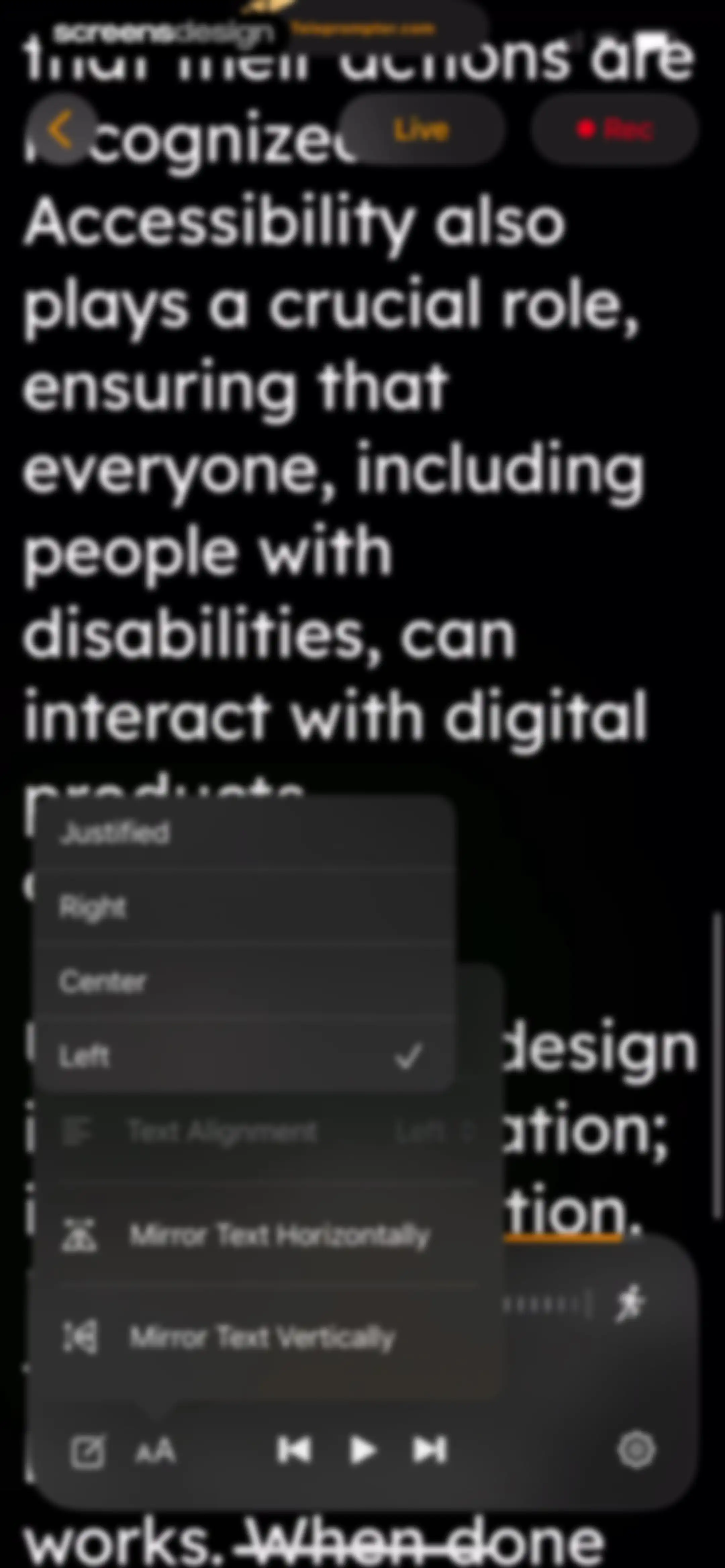 Teleprompter.com screen 103