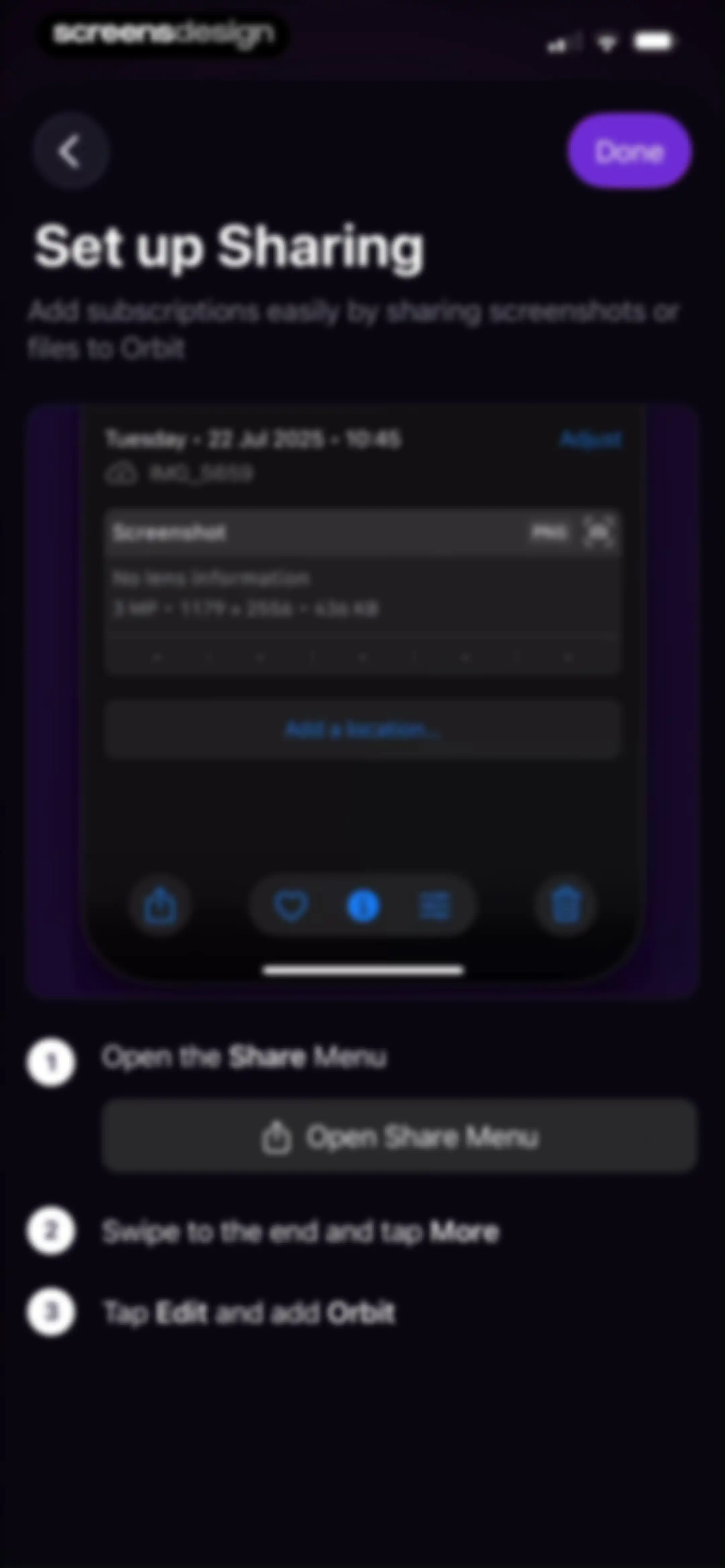 Subscription Manager: Orbit screen 34