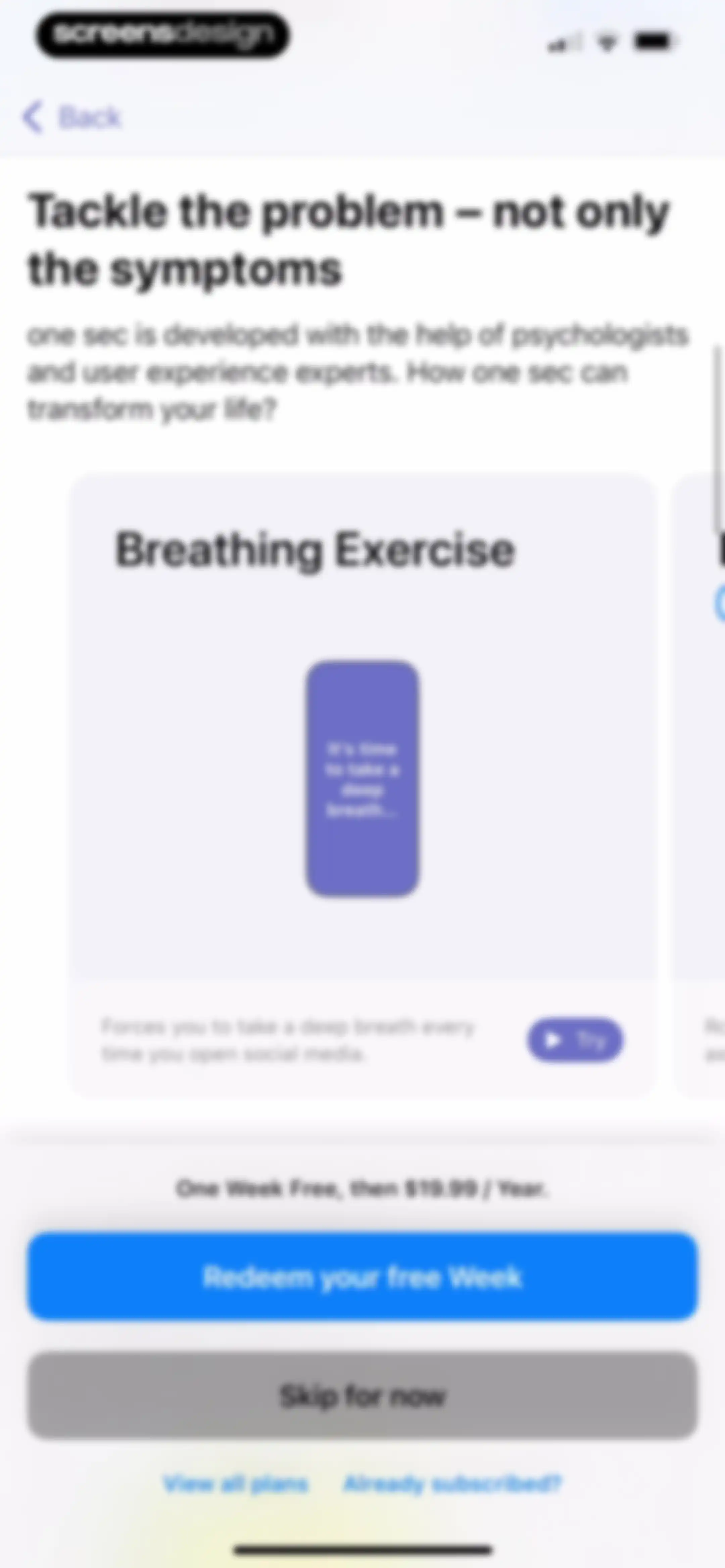 one sec | screen time + focus screen 7