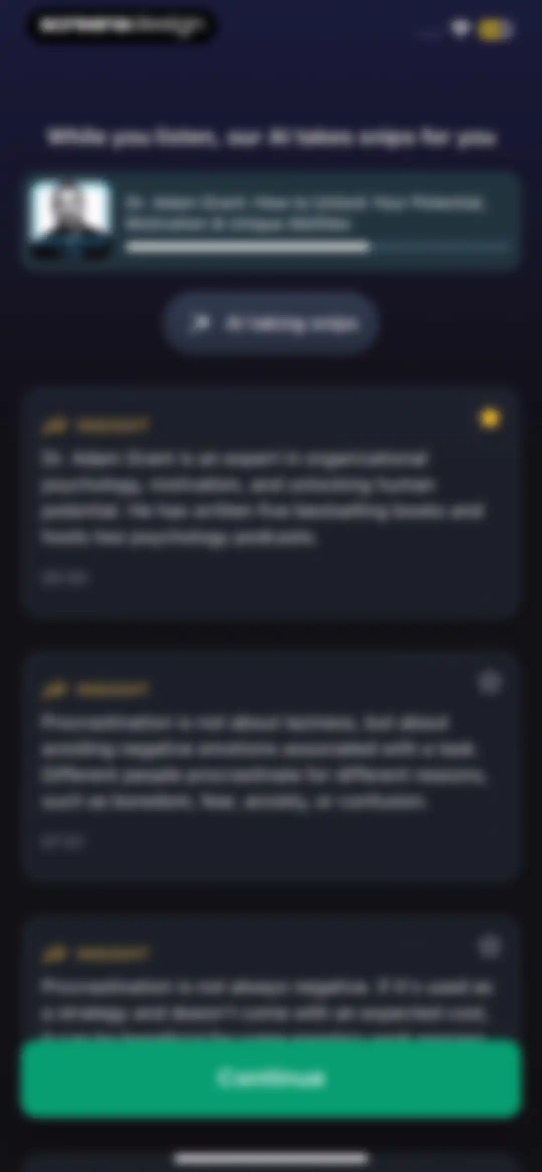 Snipd | AI Podcast Player screen 27