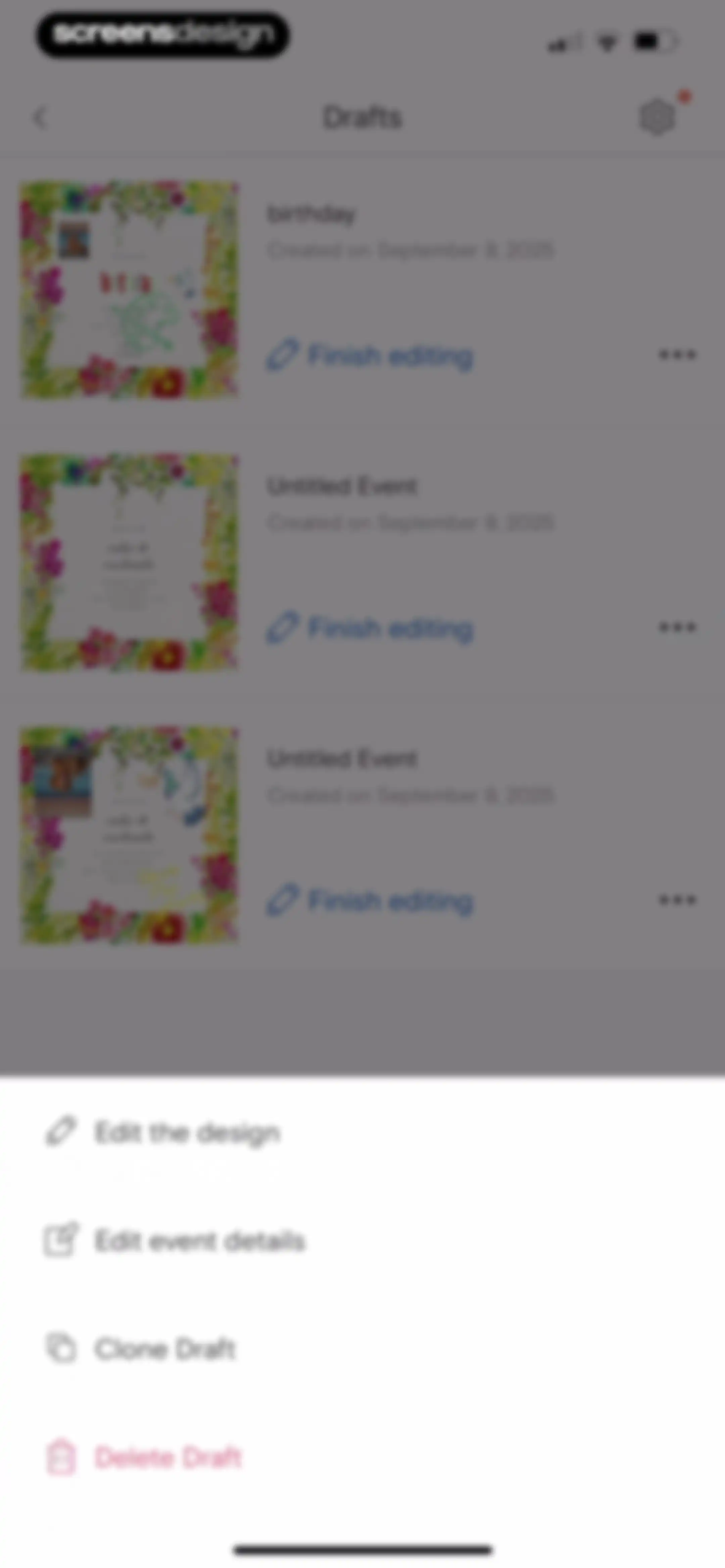 Paperless Post: Invitations screen 122