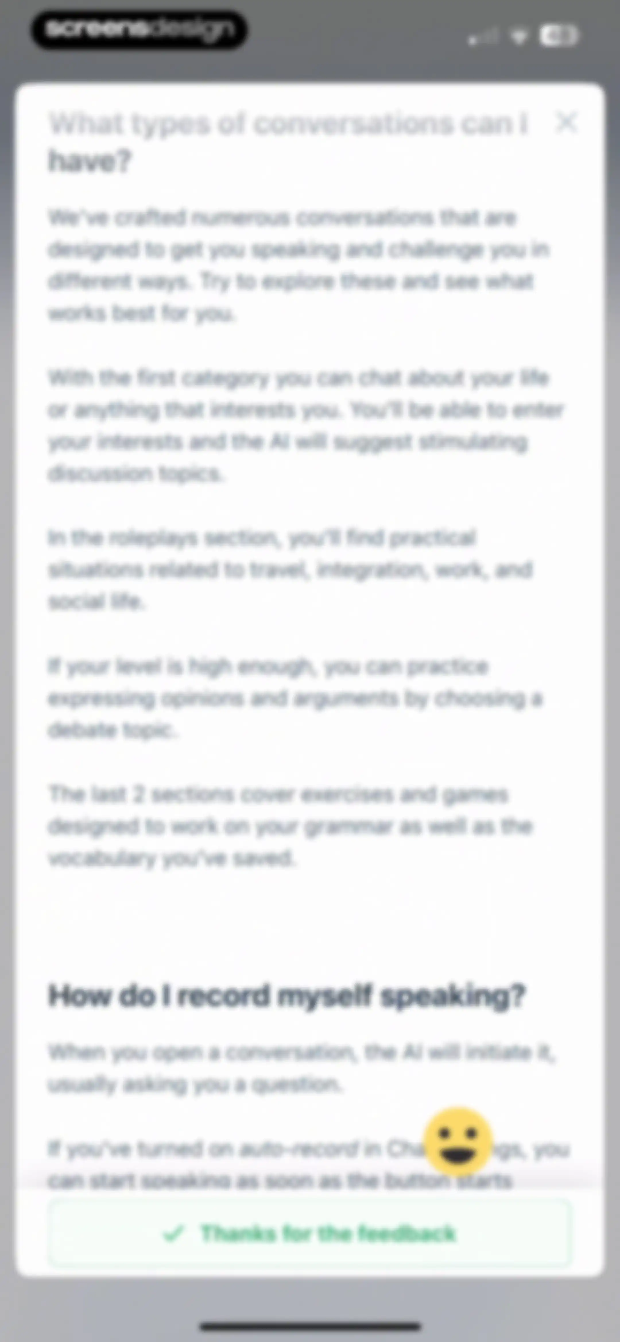 Langua: AI language learning screen 63