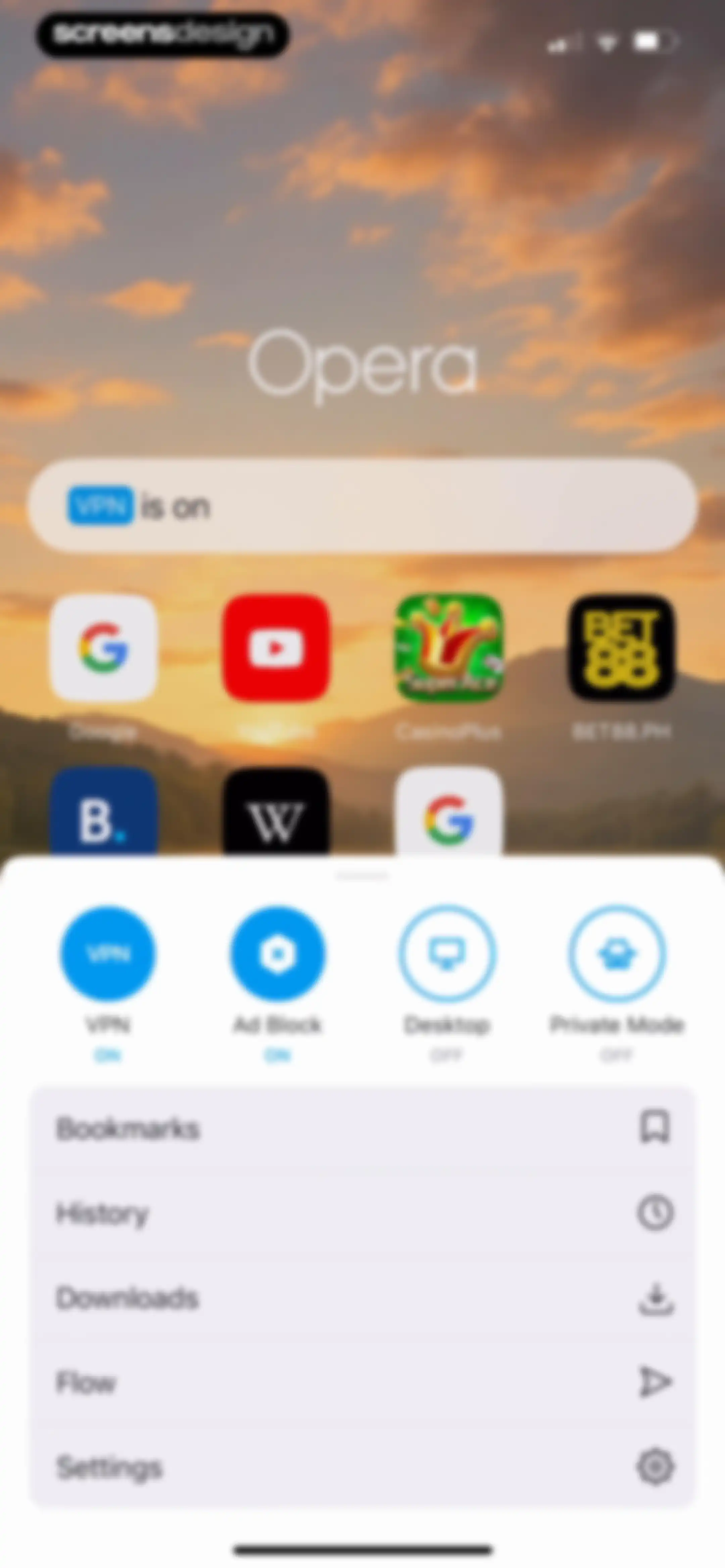 Opera: AI browser with VPN screen 113