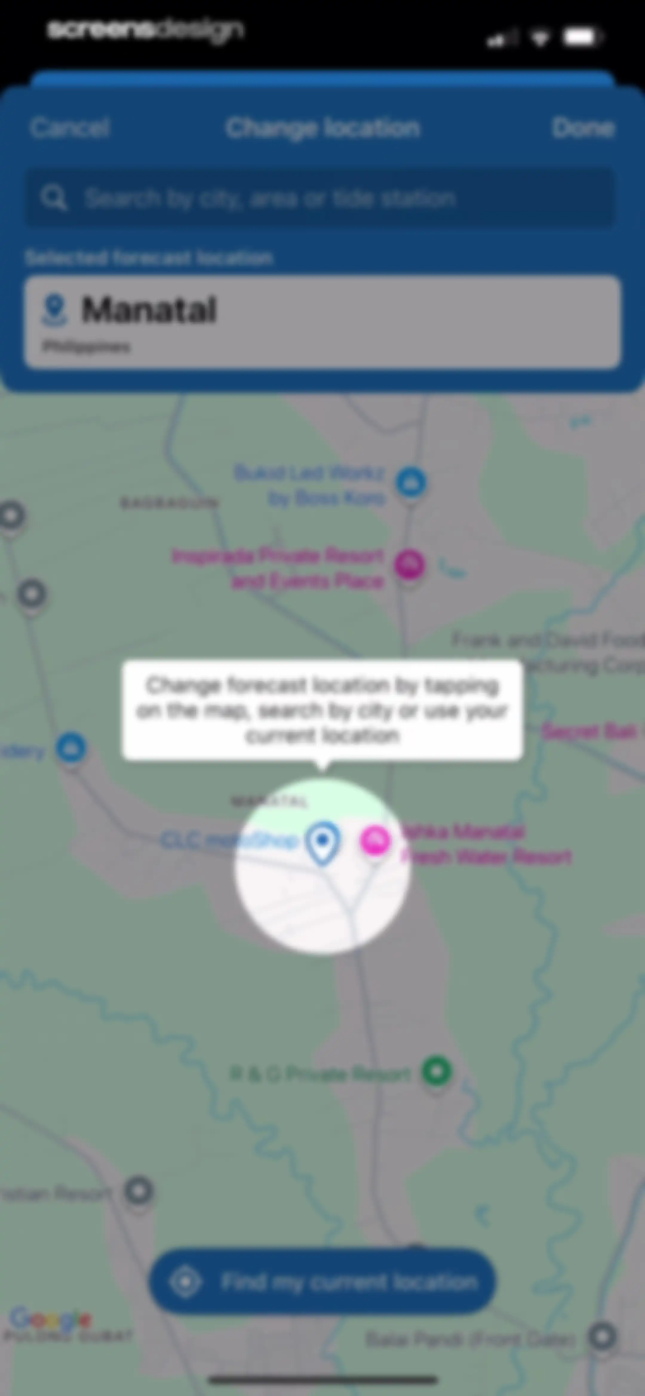 Fishing Points: Map & Forecast screen 85