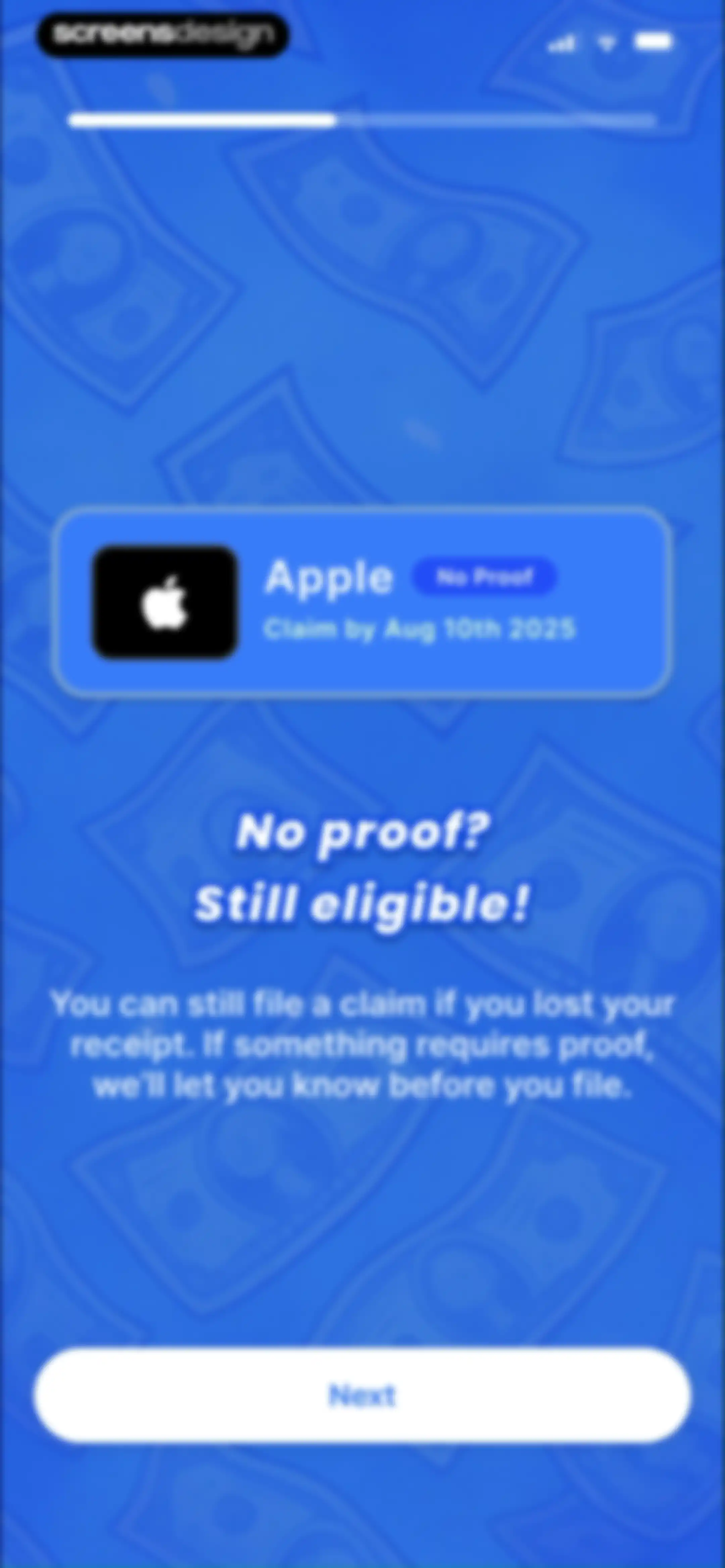 Payout: Claim Class Actions screen 9