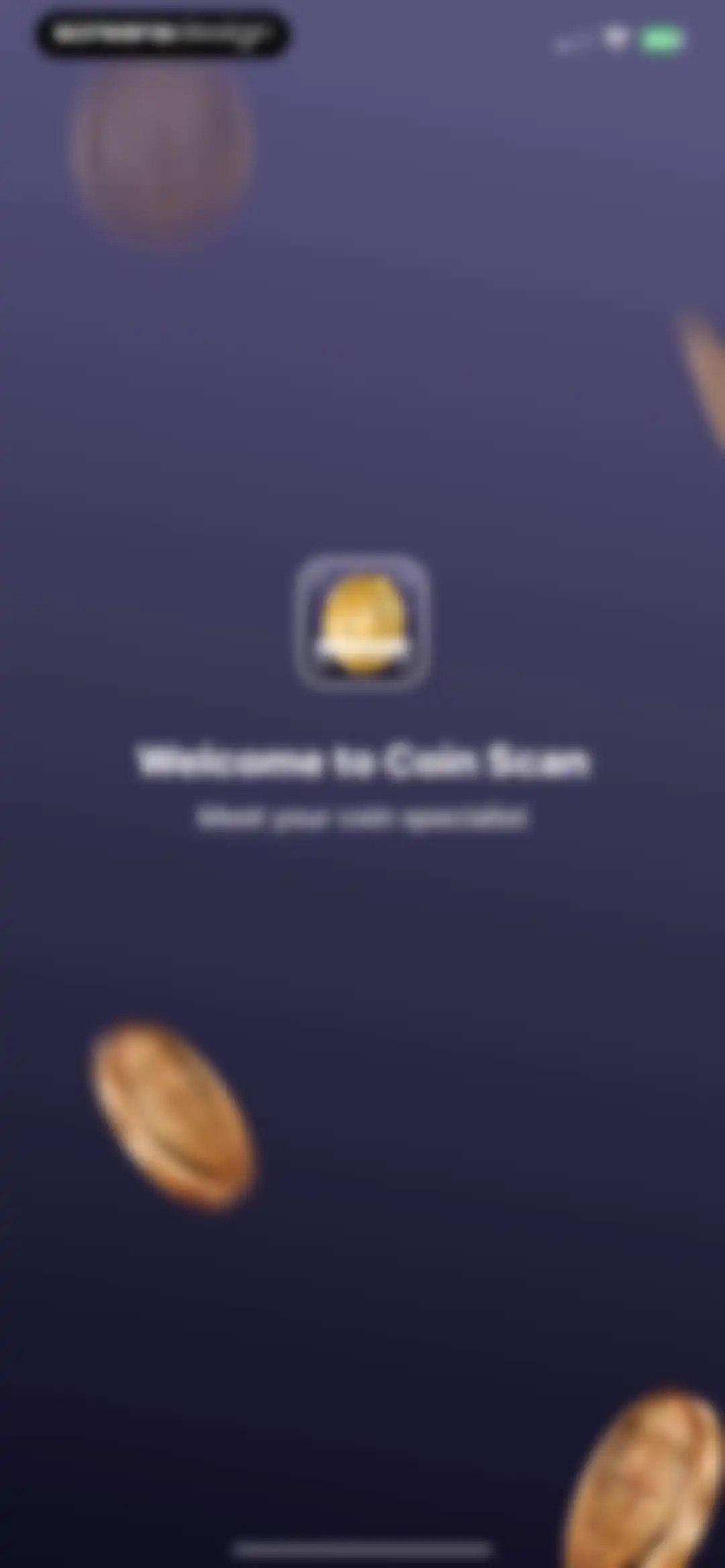 Coin Identifier - CoinScan screen 1