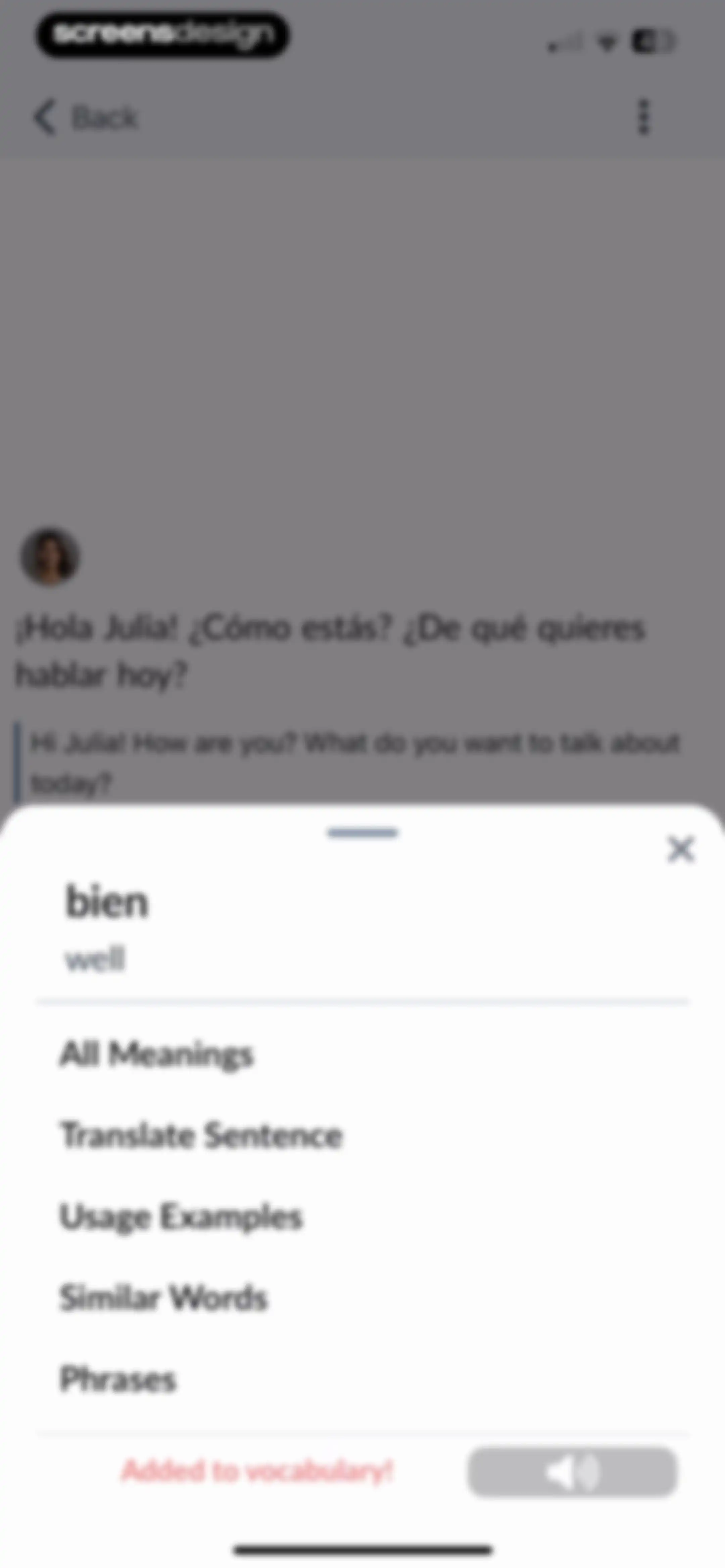 Langua: AI language learning screen 45