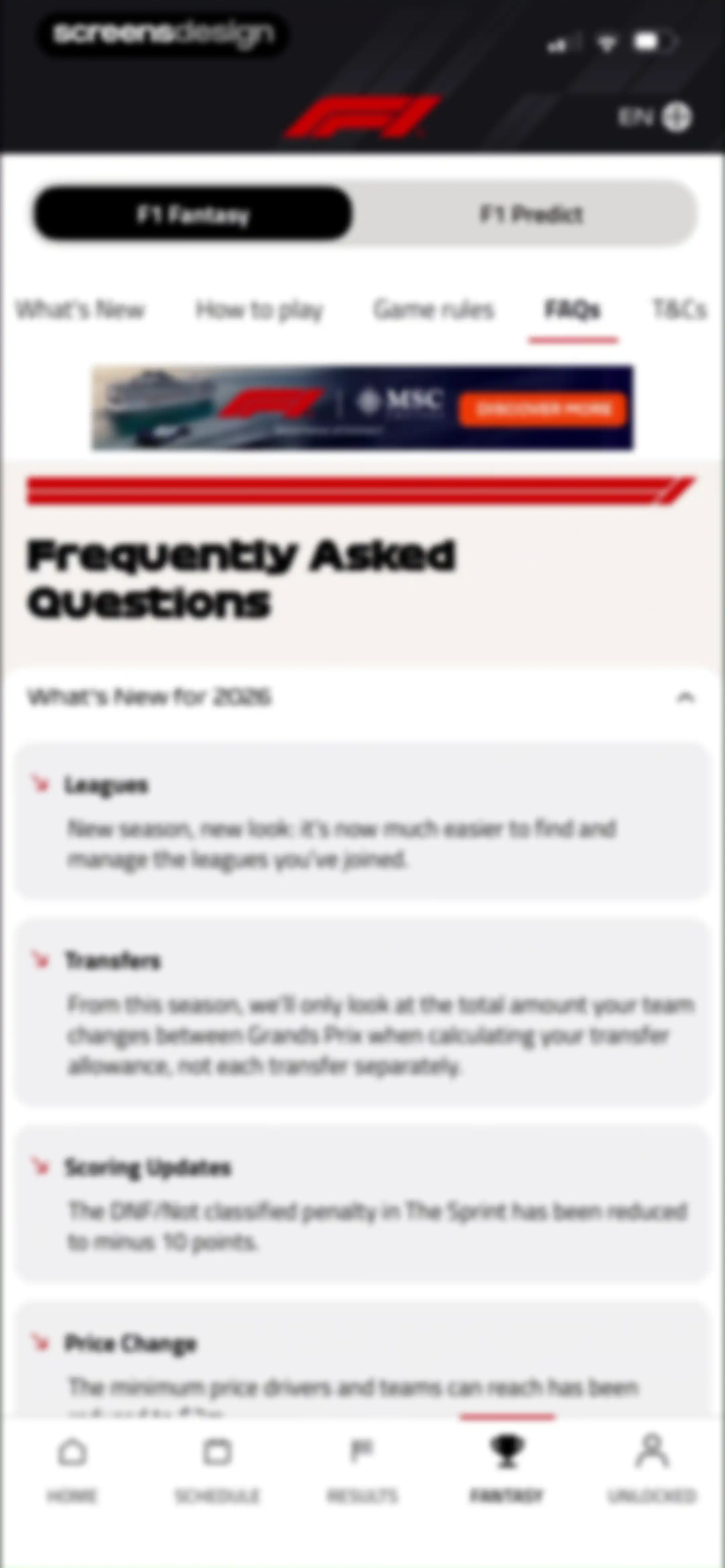 Formula 1® screen 116