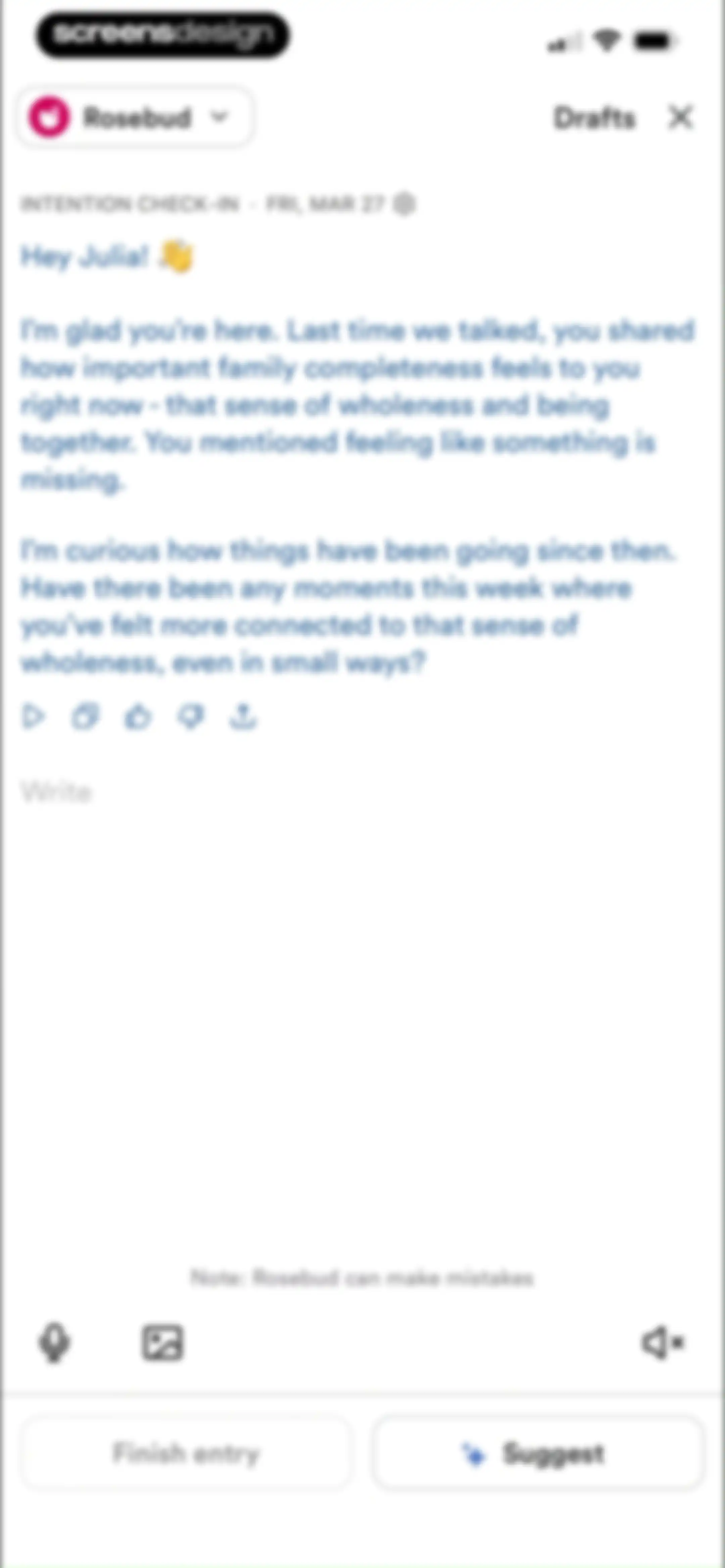 Rosebud: AI Journal & Diary screen 82
