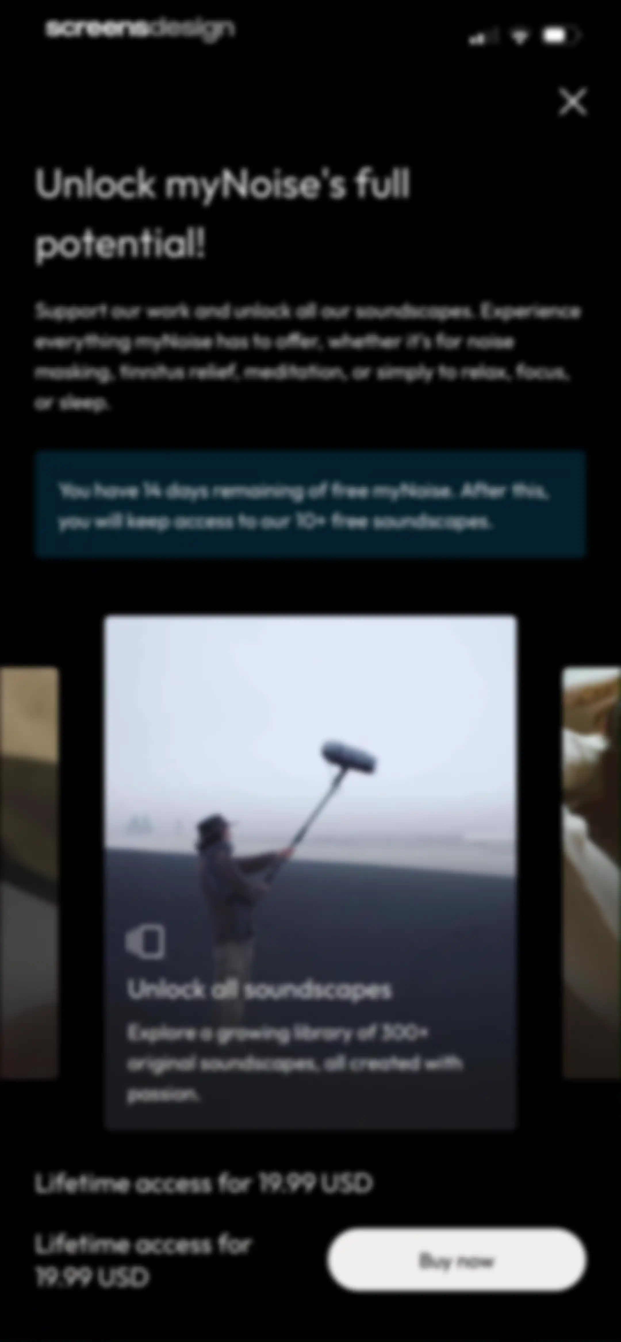 myNoise: Focus · Relax · Sleep screen 28
