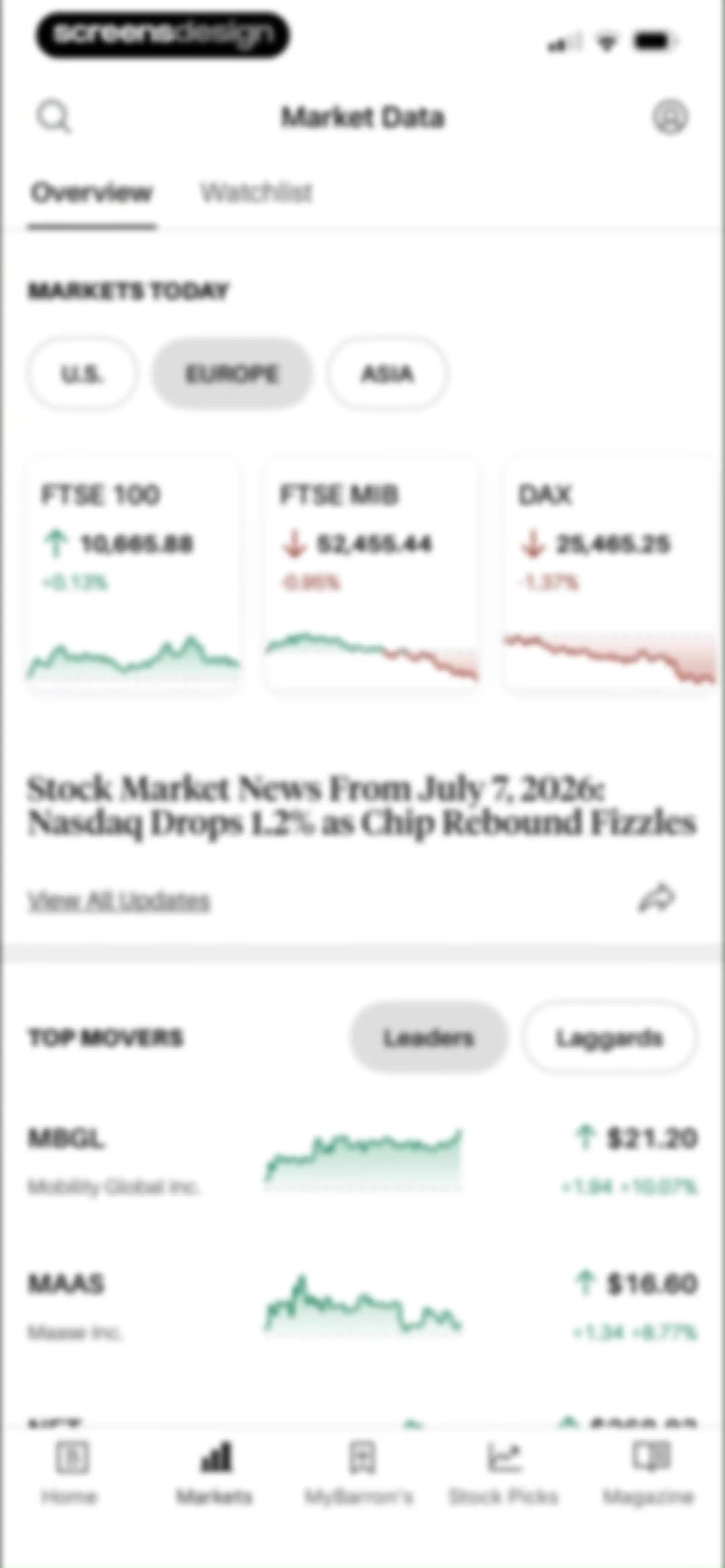 Barron’s - Investing Insights screen 38