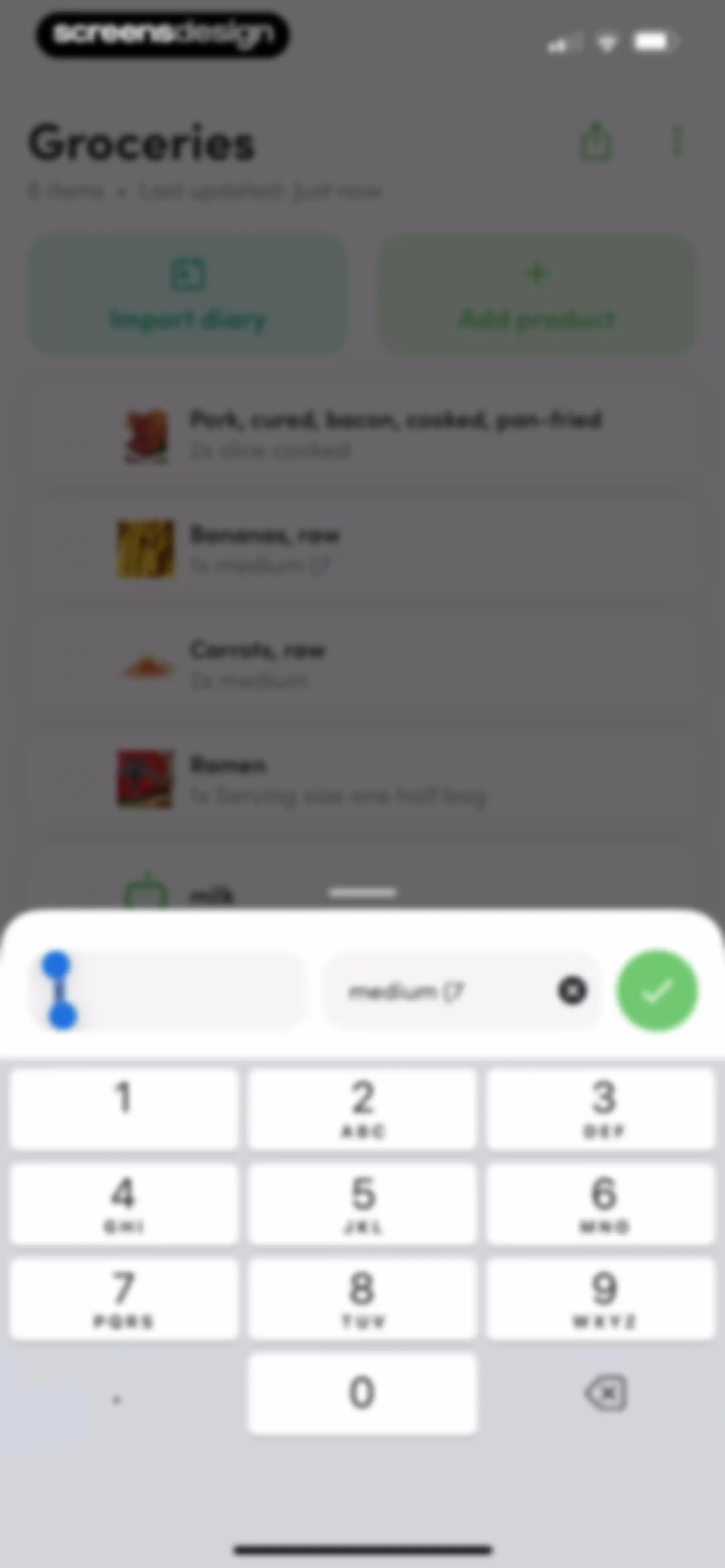 Calories and nutrition tracker screen 77