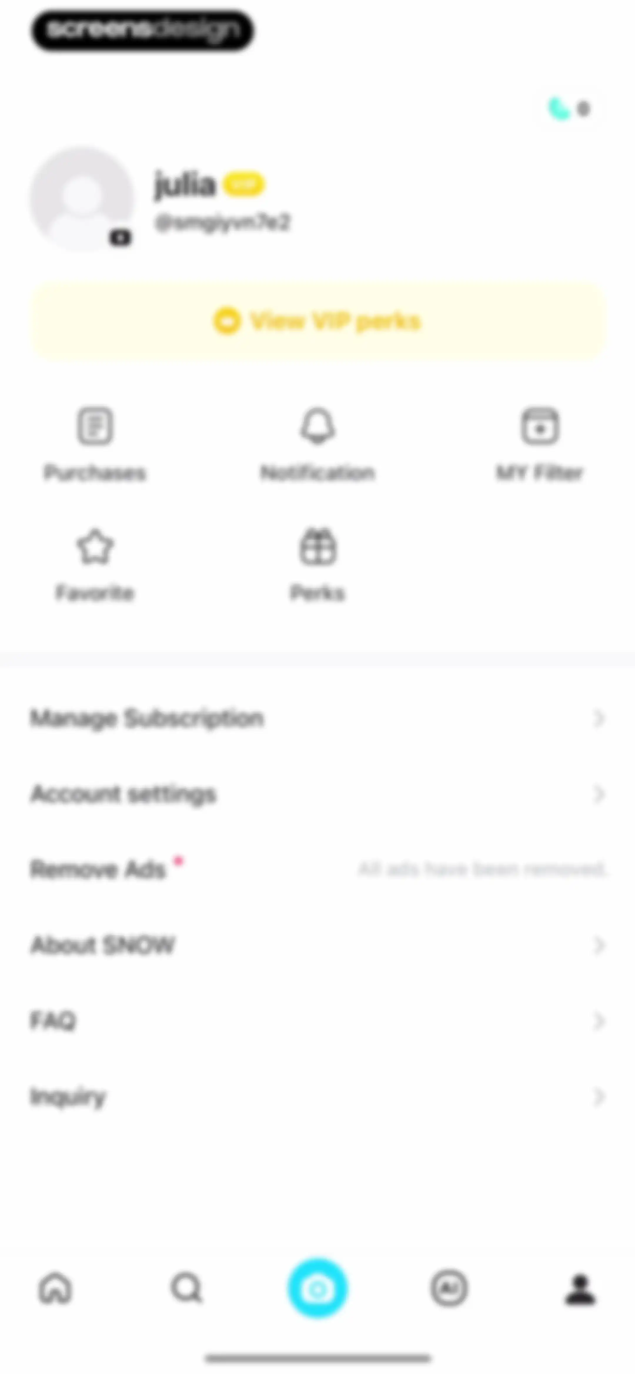 SNOW - AI Profile screen 219