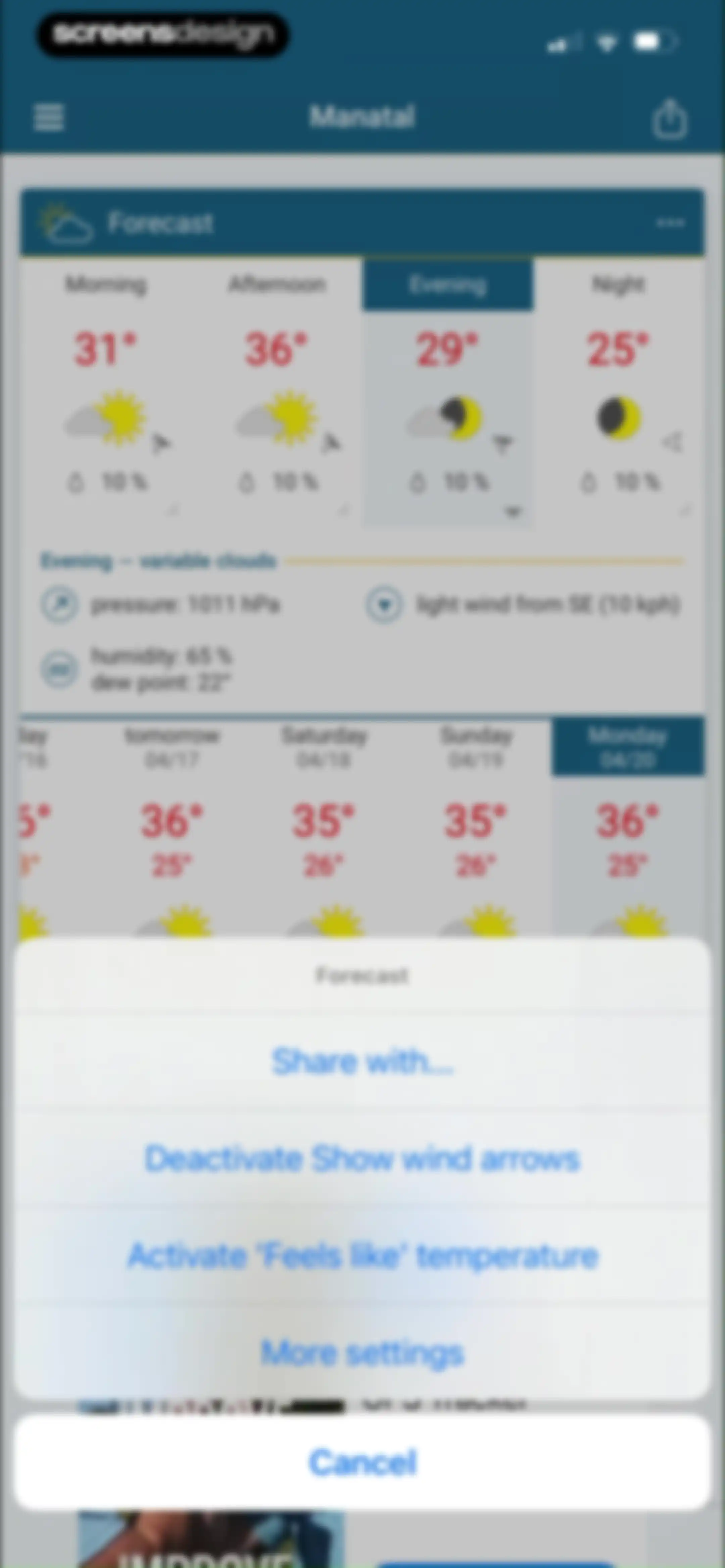 Weather & Radar screen 23