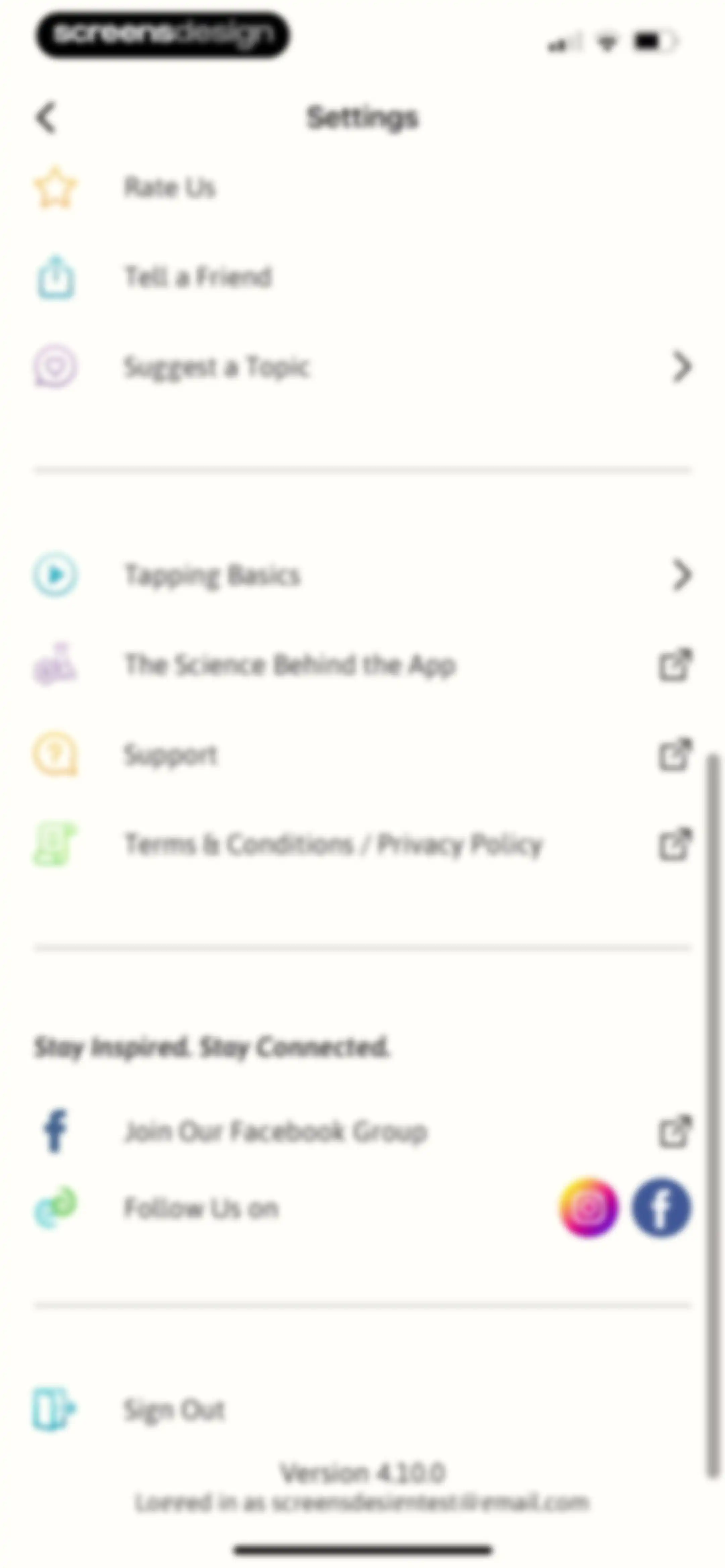 The Tapping Solution screen 107