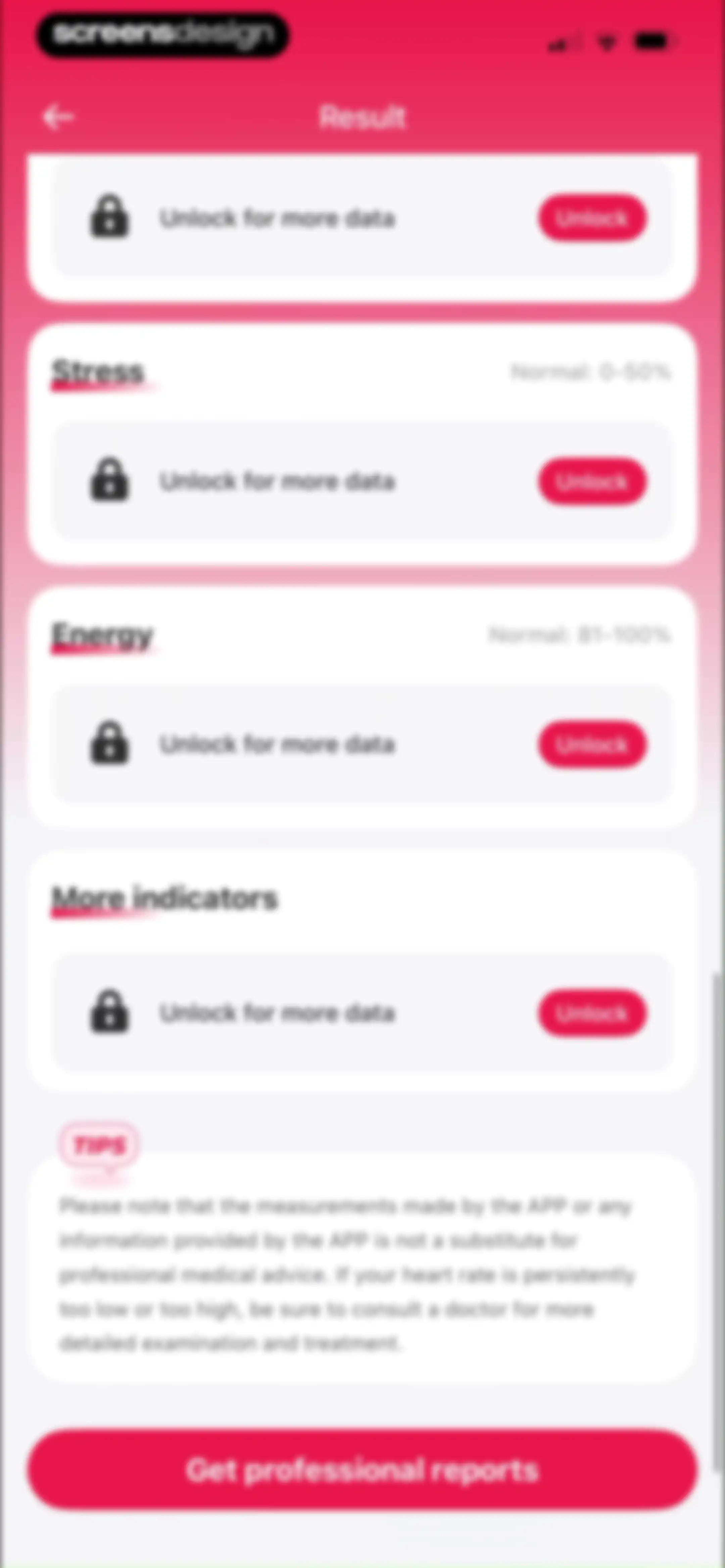 Health Tracker- HeartRate & BP screen 29