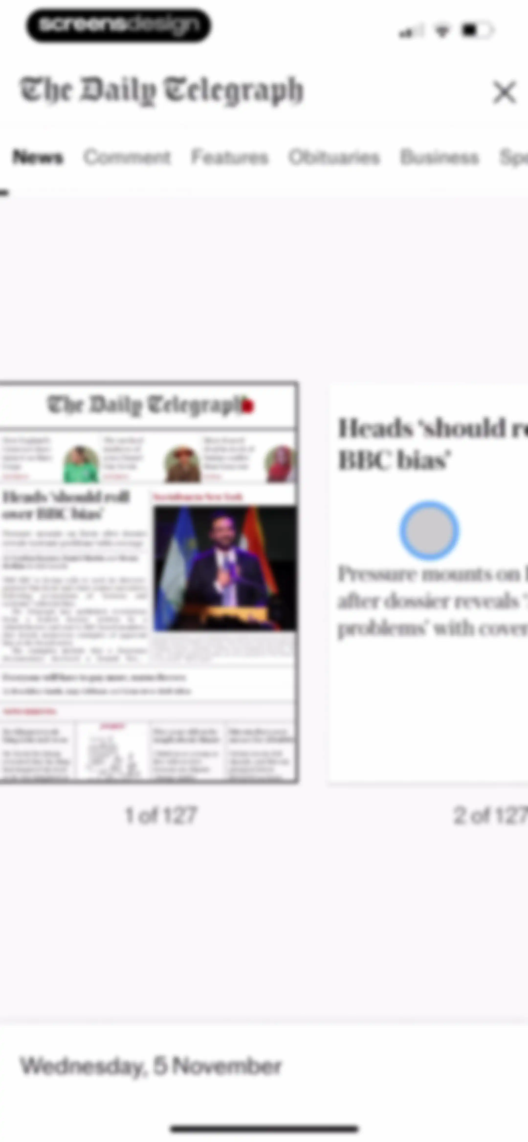 The Telegraph: UK & World News screen 95