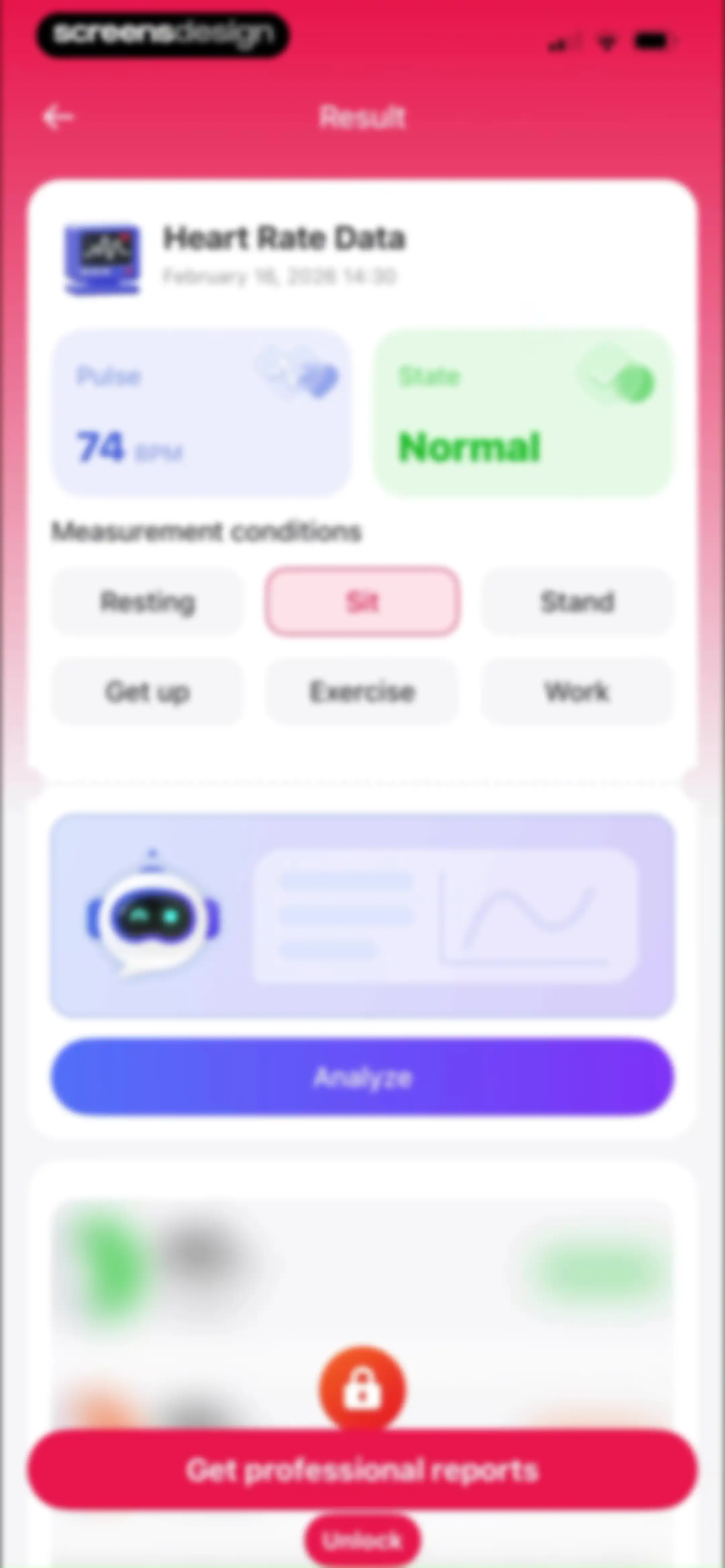 Health Tracker- HeartRate & BP screen 35