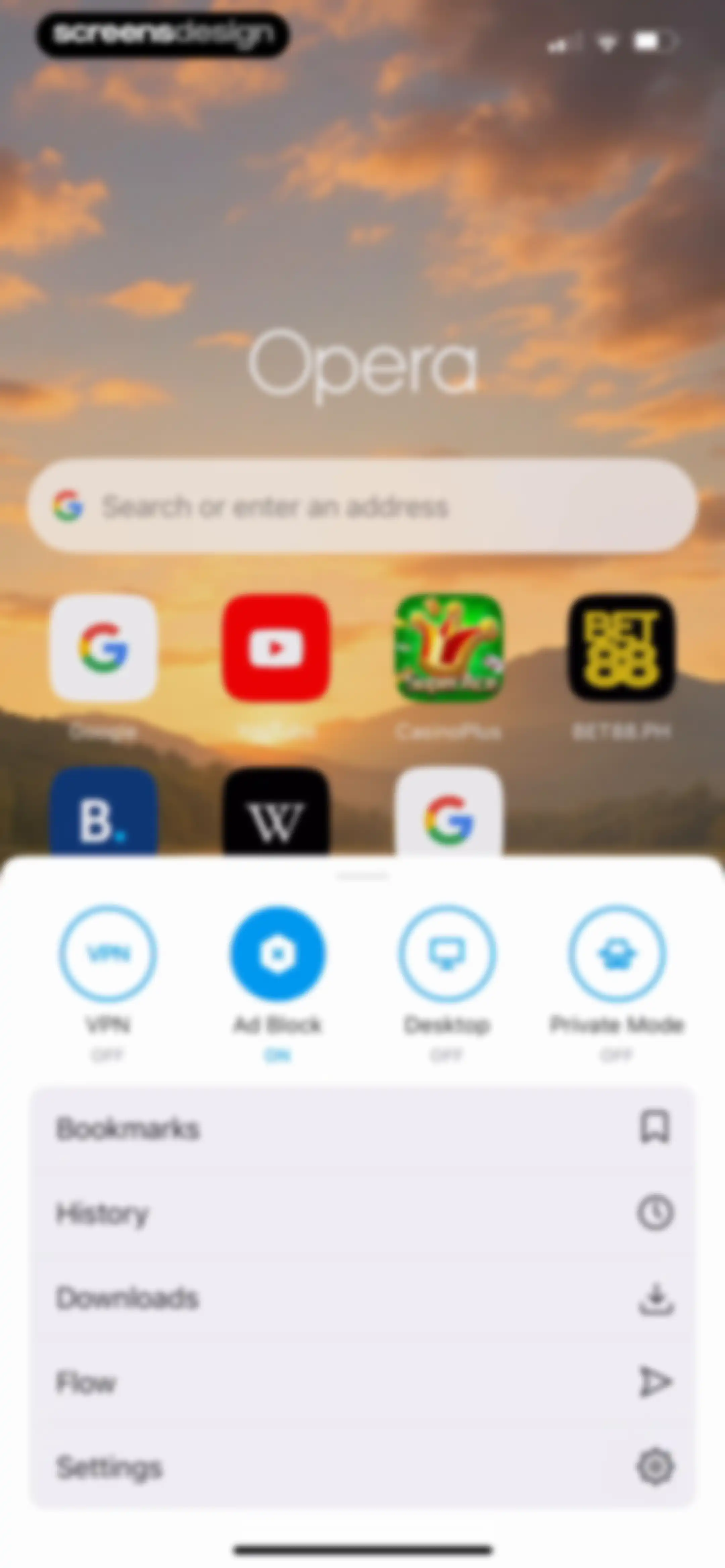 Opera: AI browser with VPN screen 109