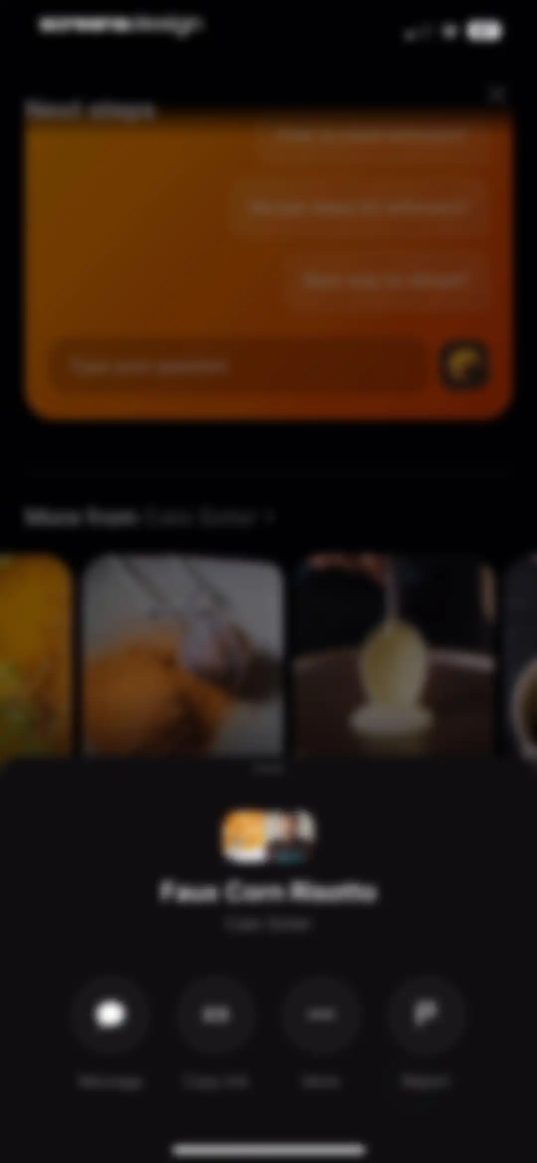 CREME: Create Memorable Meals screen 33