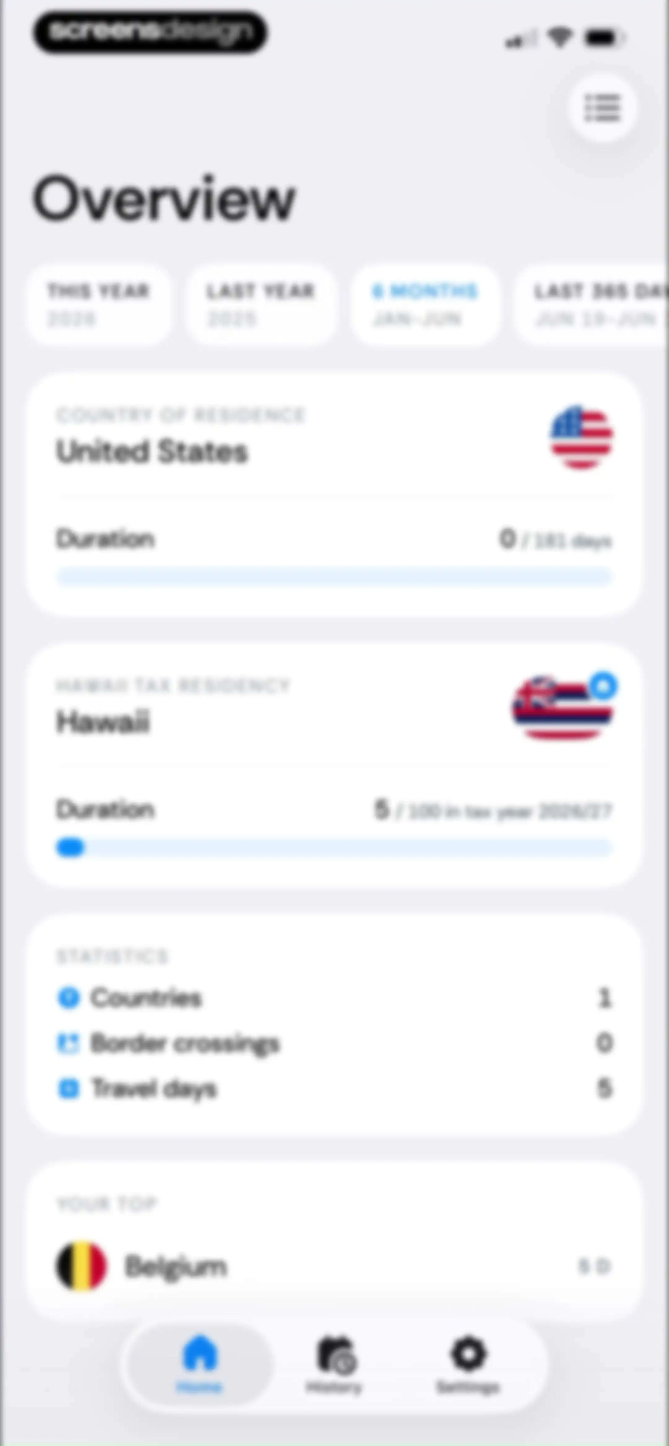Country Days Tracker: Bounded screen 66