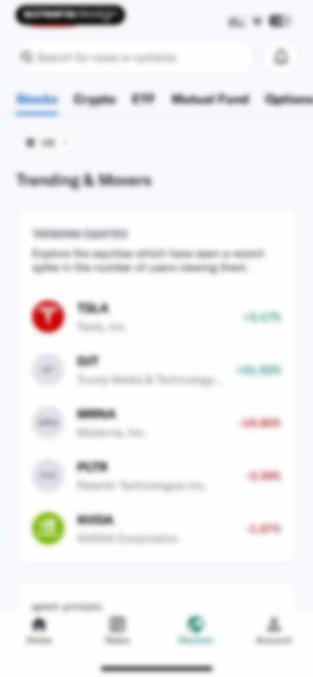Yahoo Finance: Stocks, Markets screen 166