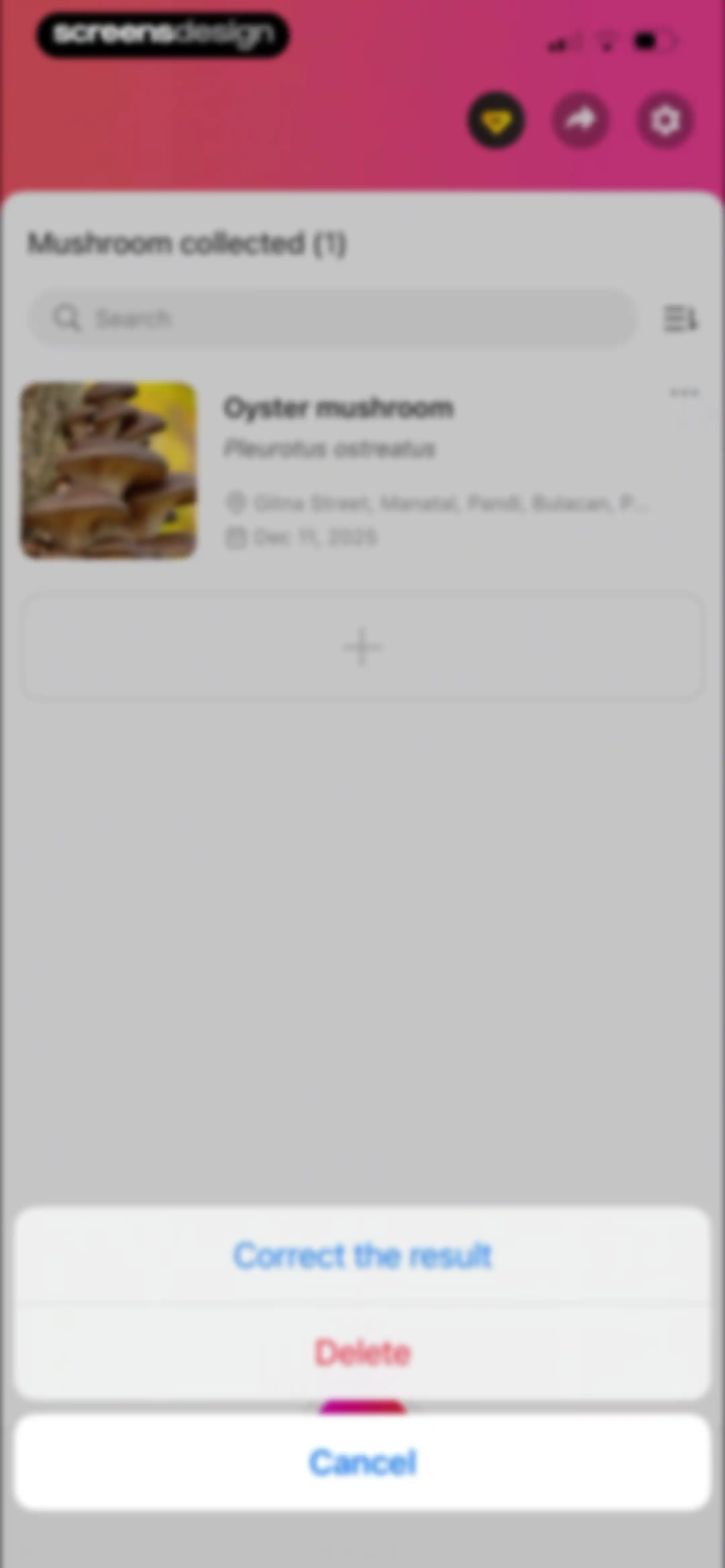 Picture Mushroom: Identifier screen 102