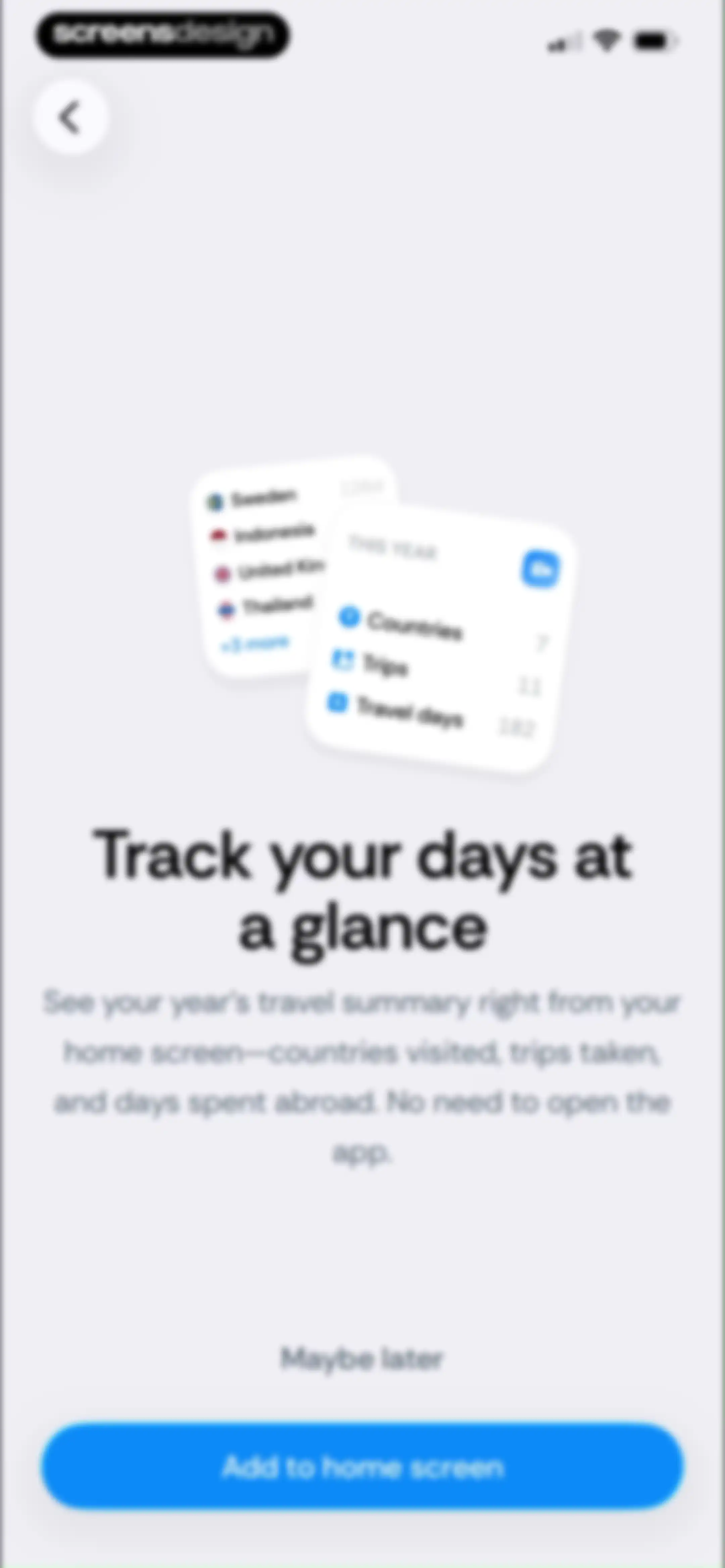 Country Days Tracker: Bounded screen 19