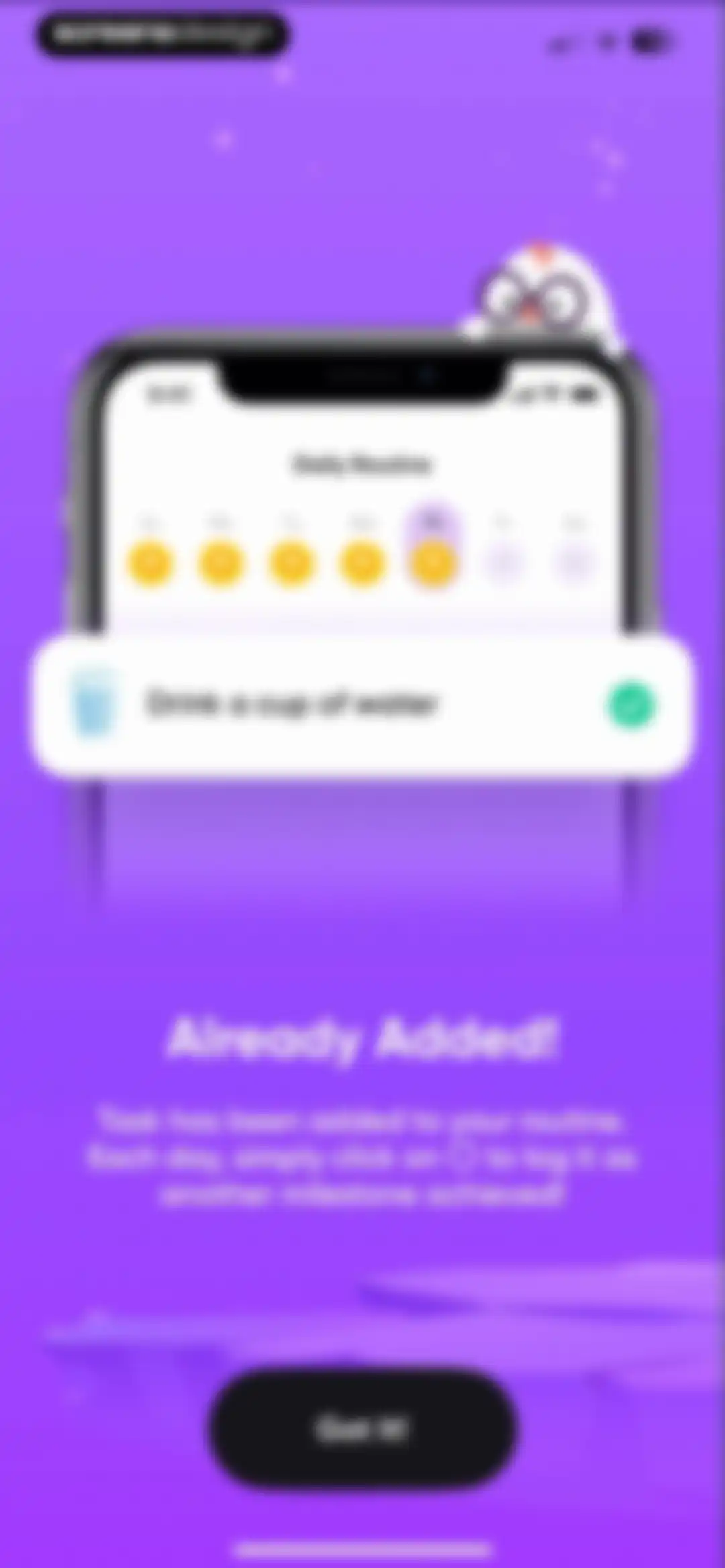 Me+ Lifestyle Routine screen 63