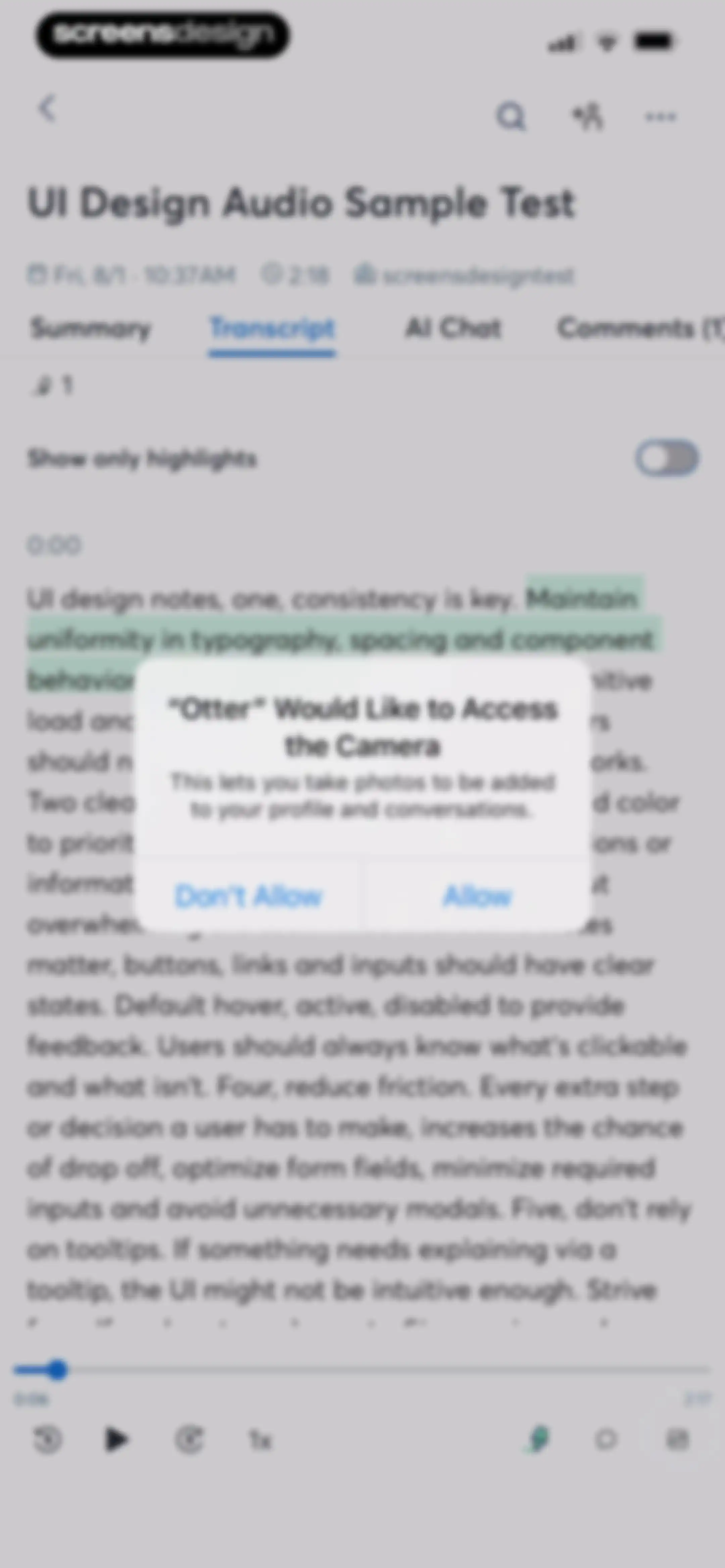 Otter Transcribe Voice Notes screen 69