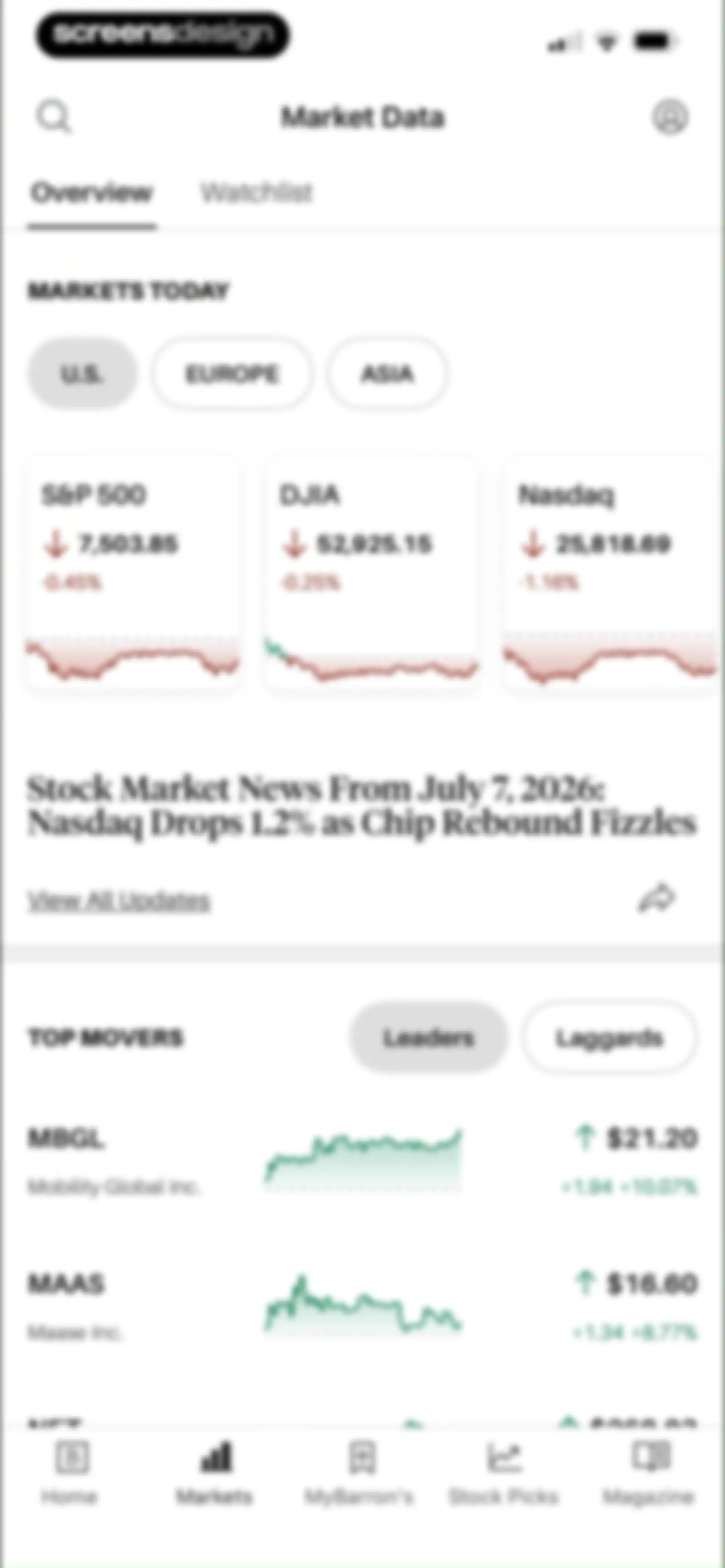 Barron’s - Investing Insights screen 29