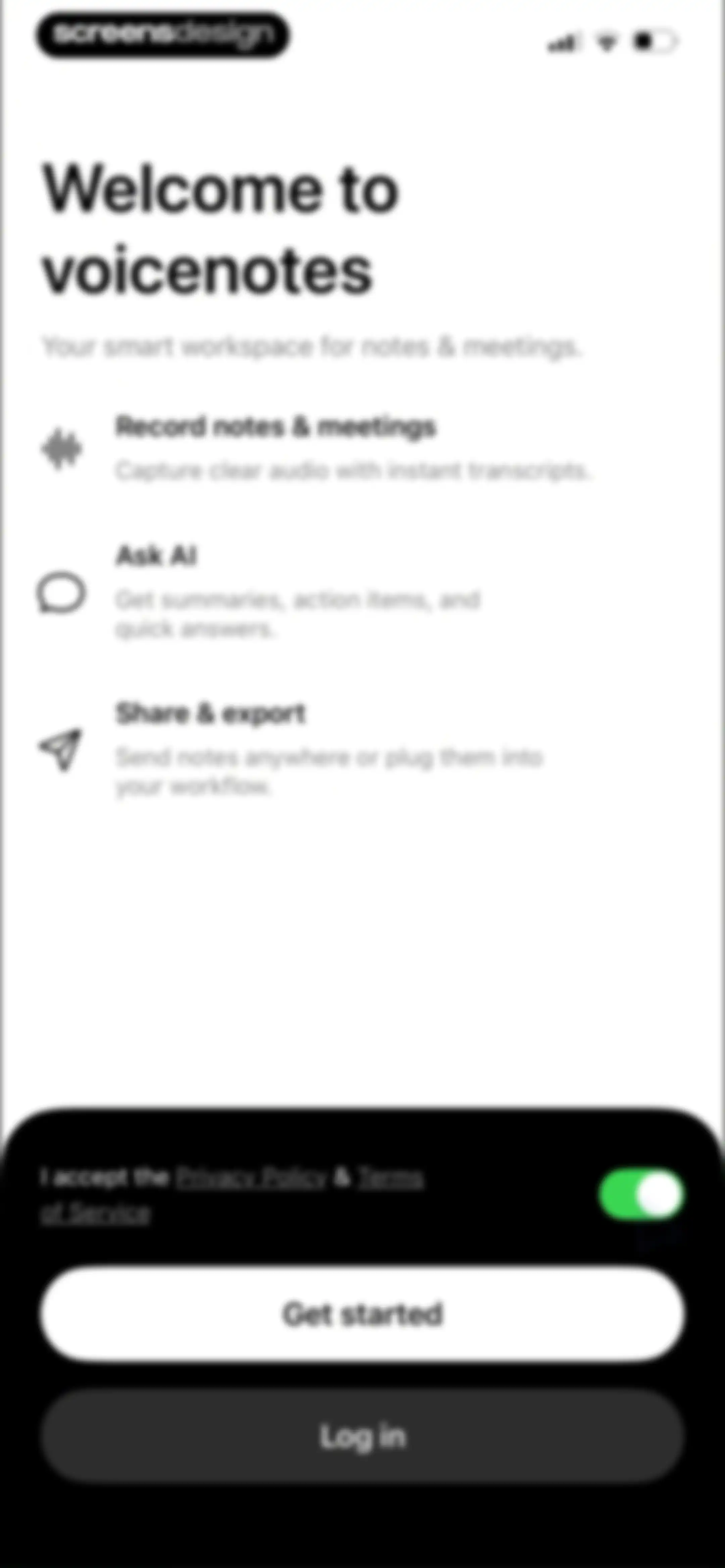Voicenotes AI Notes & Meetings screen 1