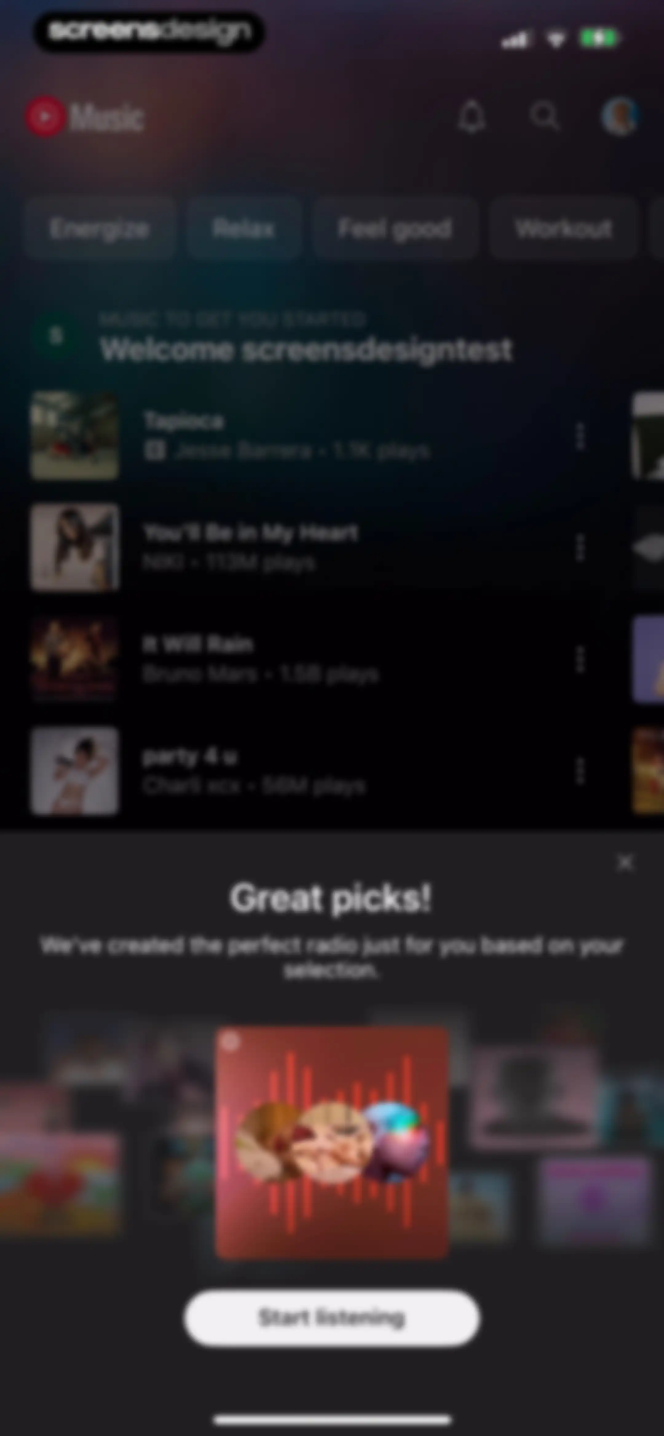YouTube Music screen 185
