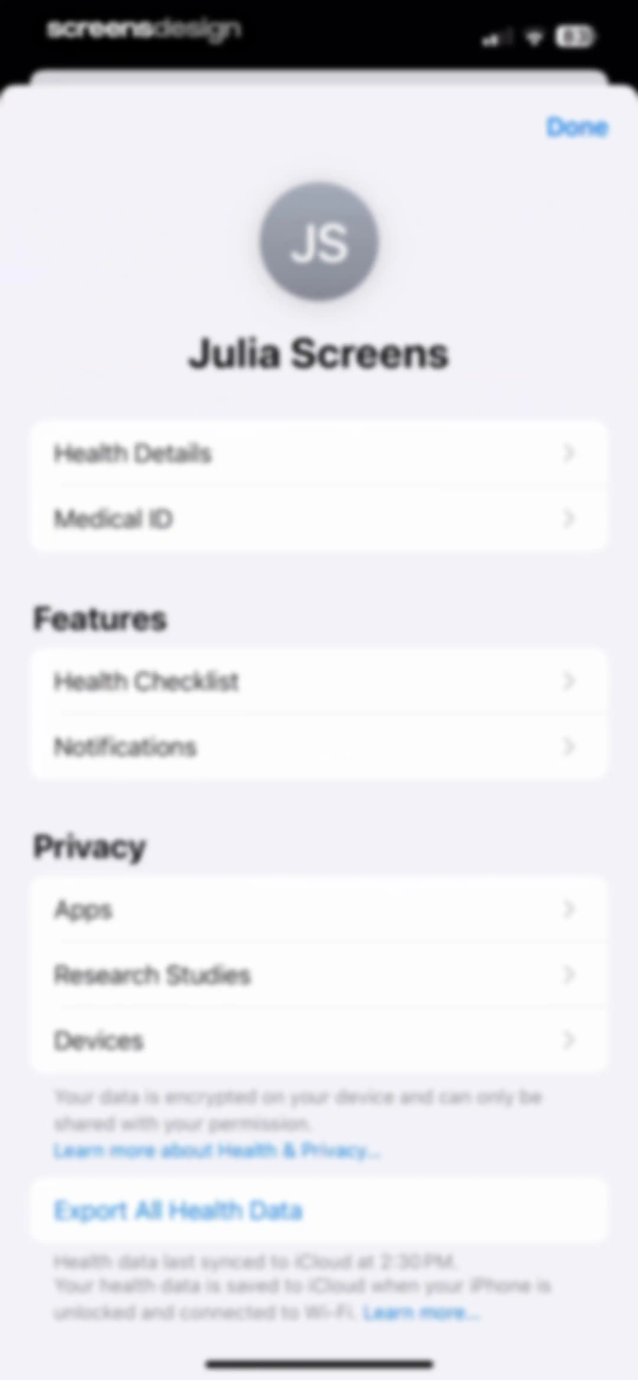 Apple Health screen 183