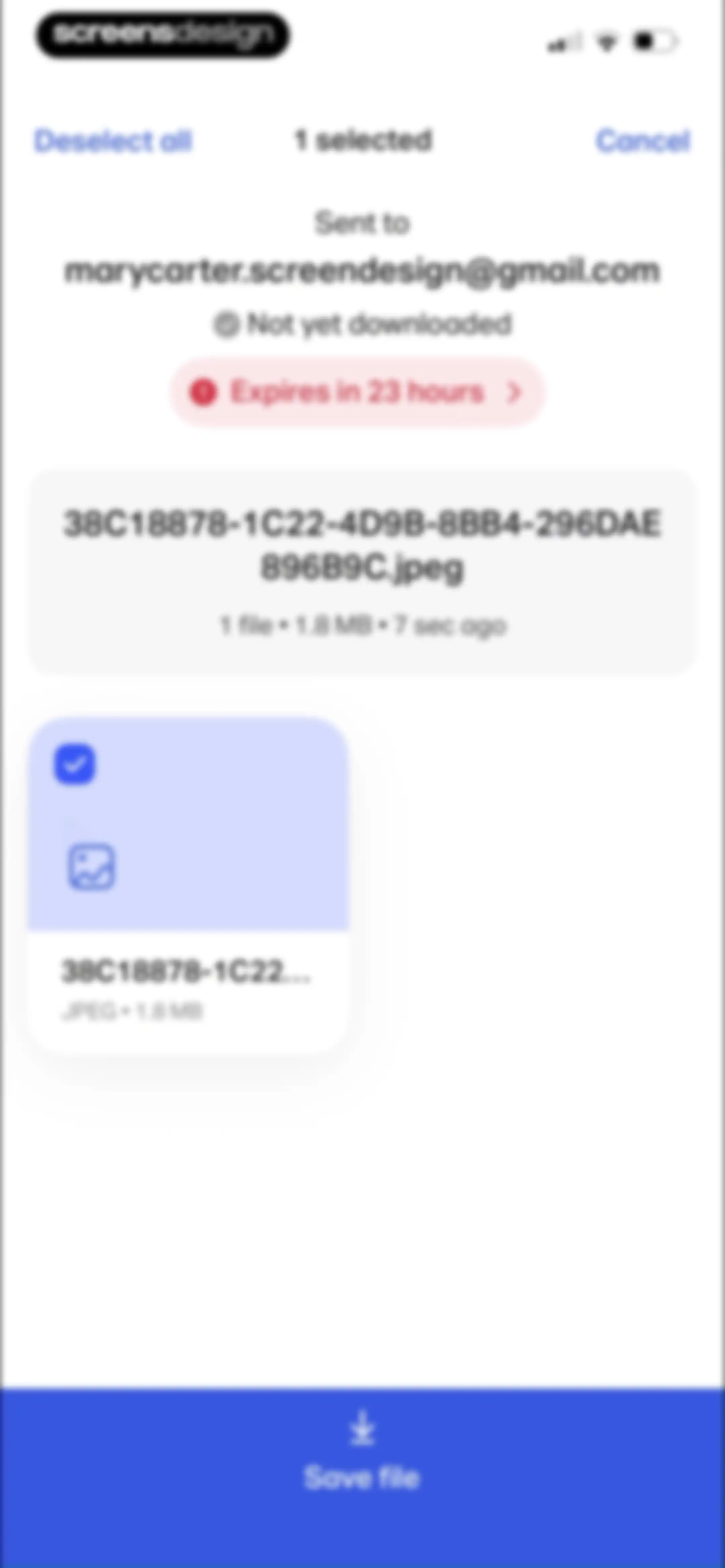 WeTransfer: Transfer Files screen 39