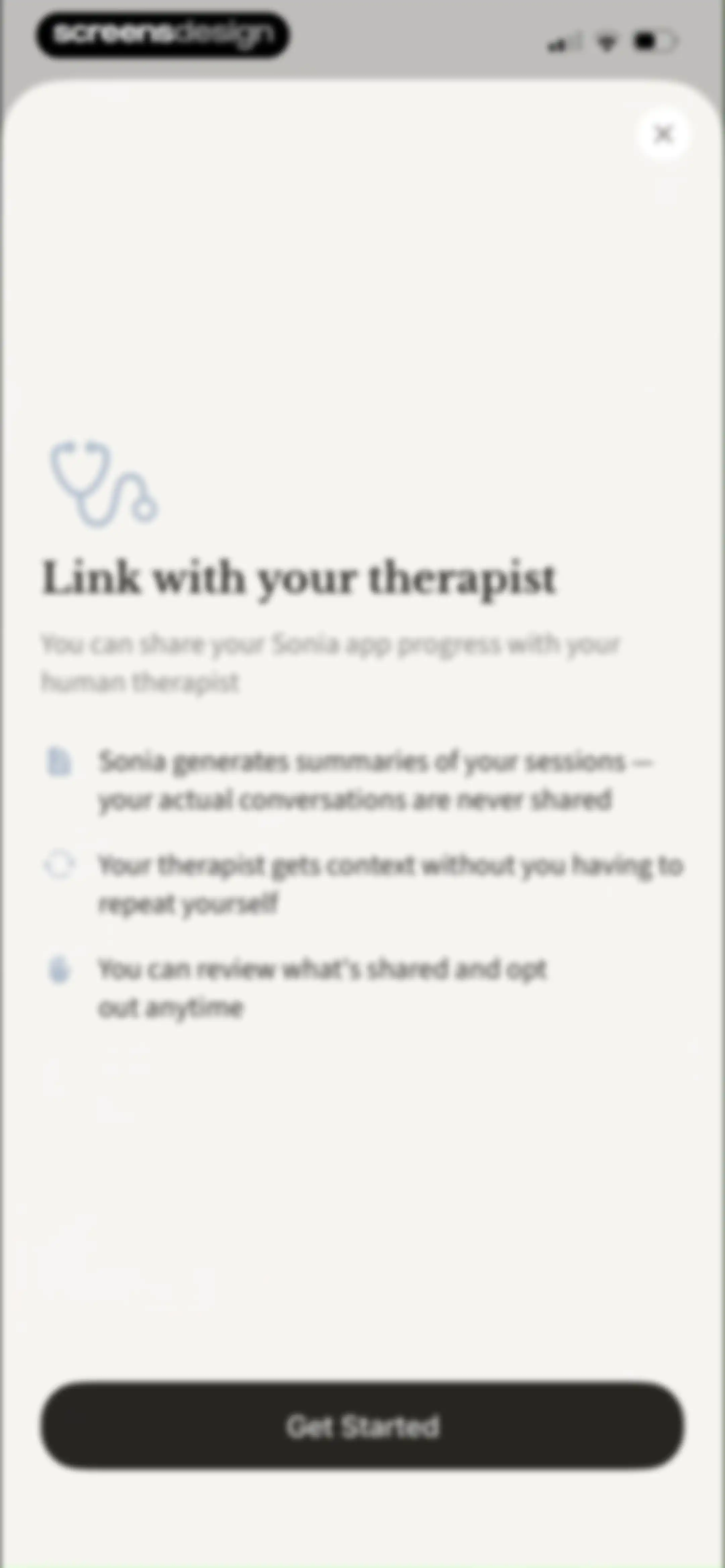 Sonia: AI for Mental Health screen 110