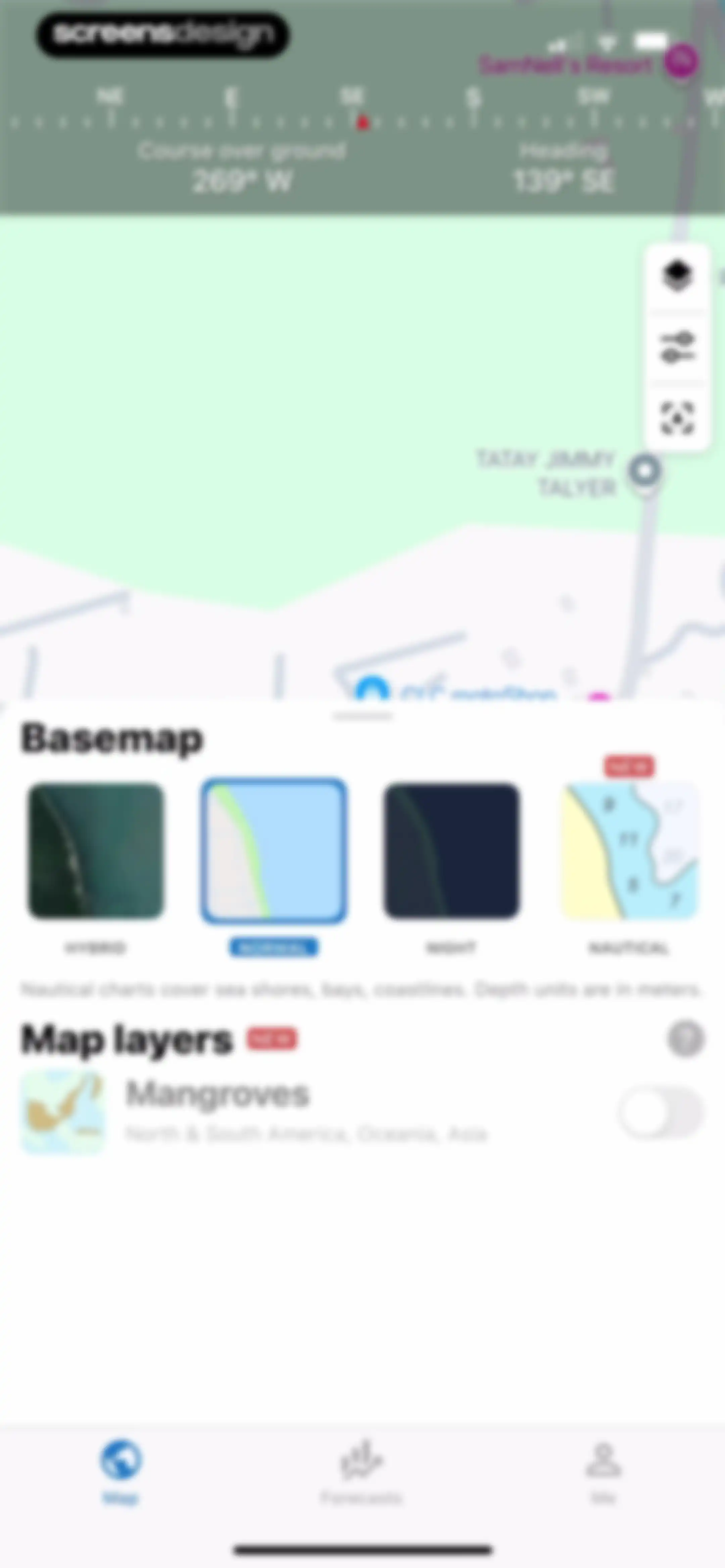 Fishing Points: Map & Forecast screen 56