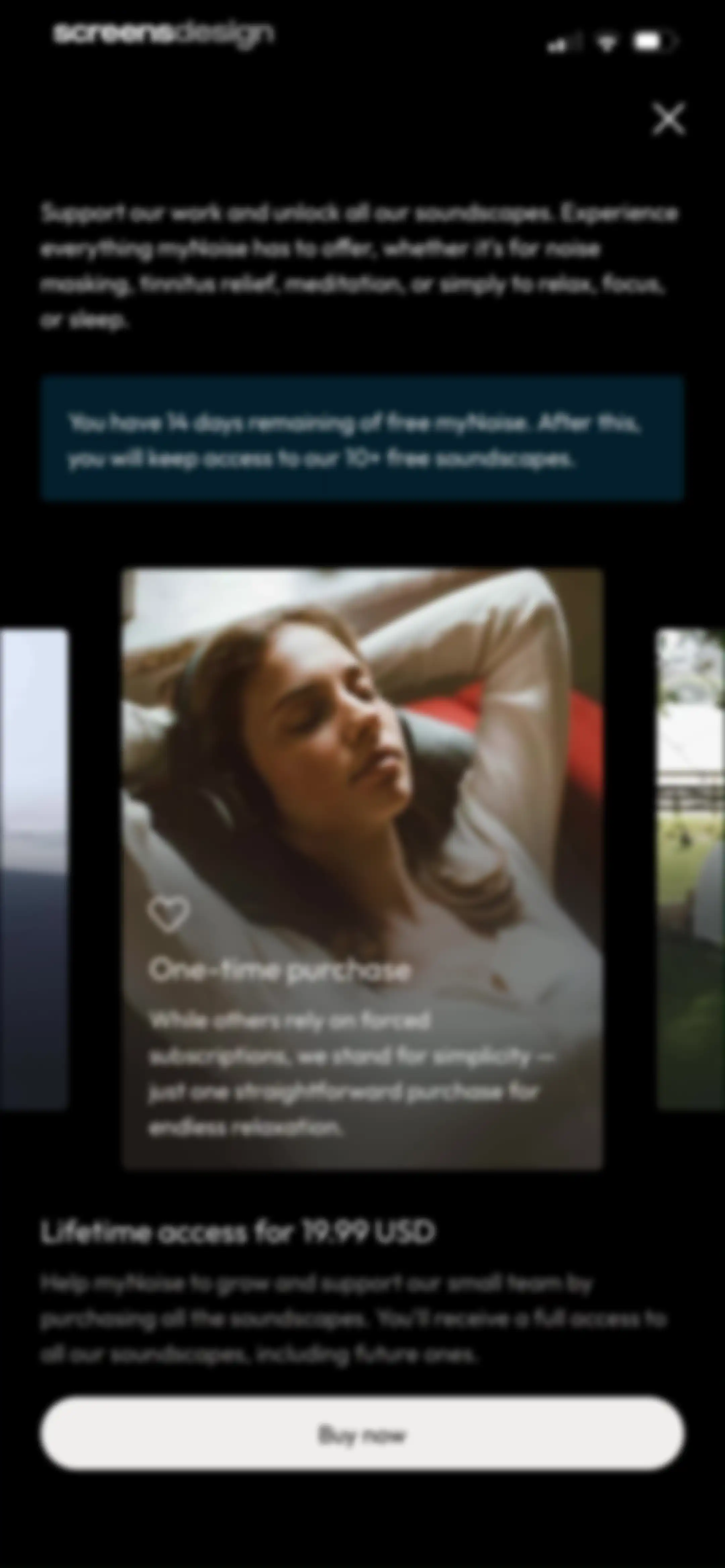 myNoise: Focus · Relax · Sleep screen 29