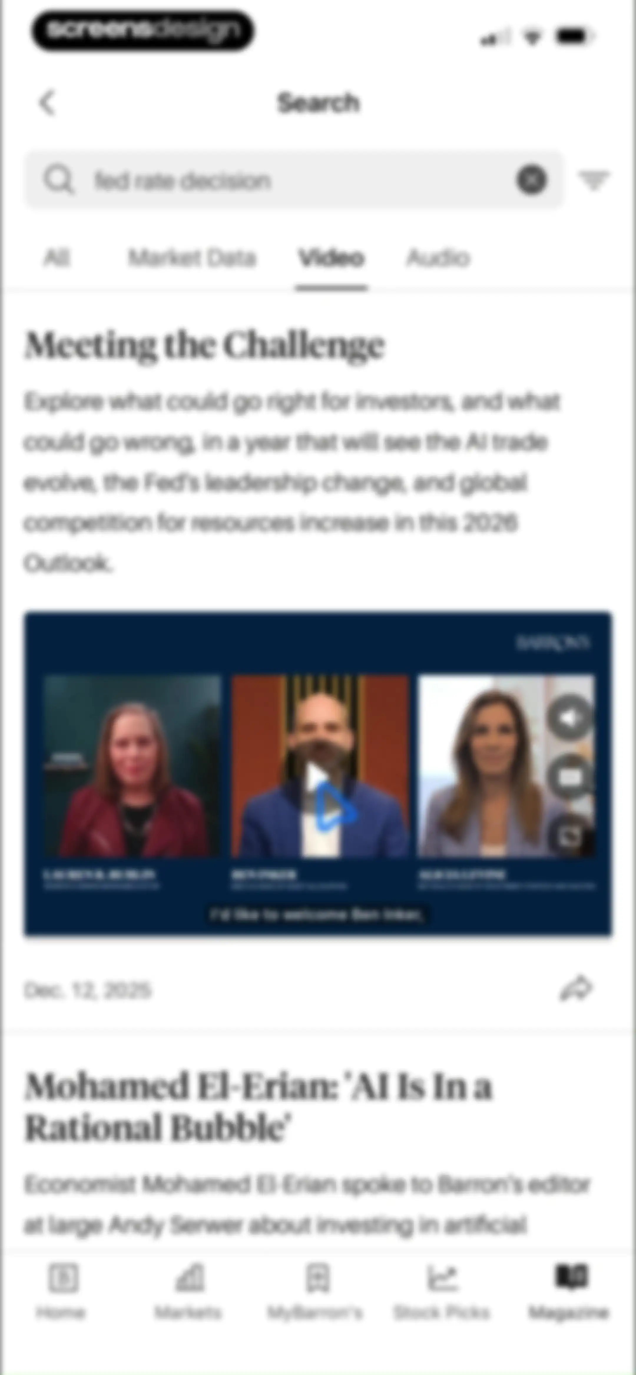 Barron’s - Investing Insights screen 72