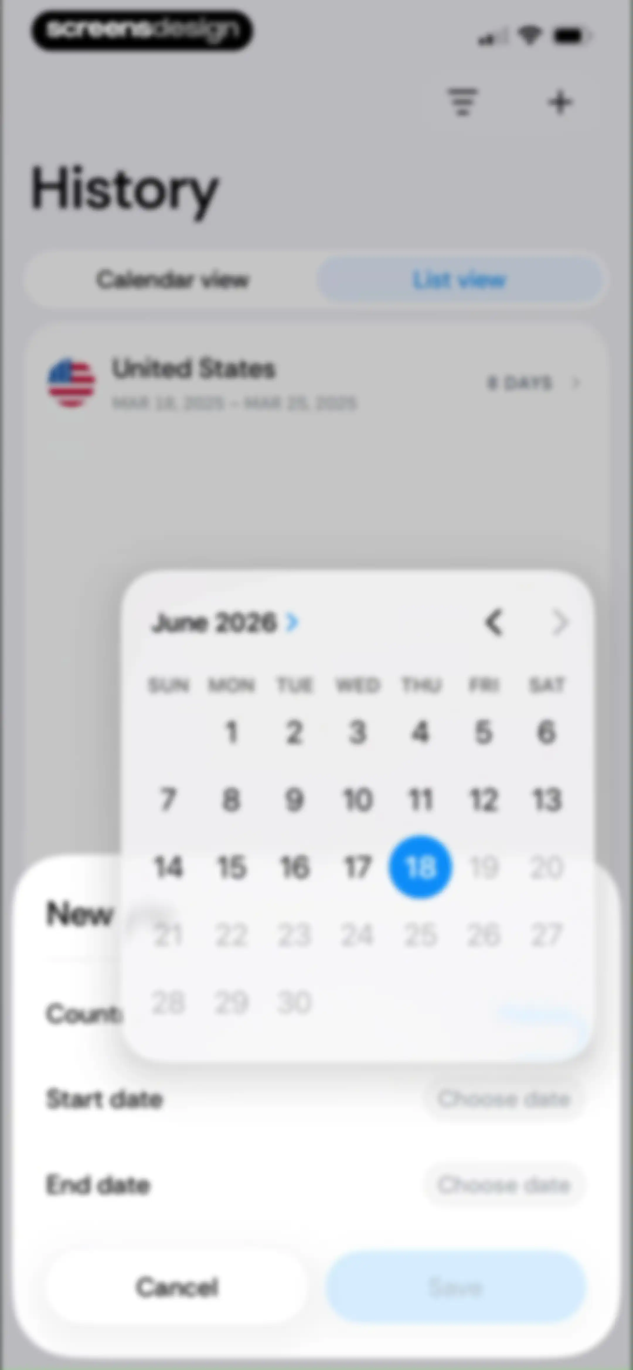 Country Days Tracker: Bounded screen 83