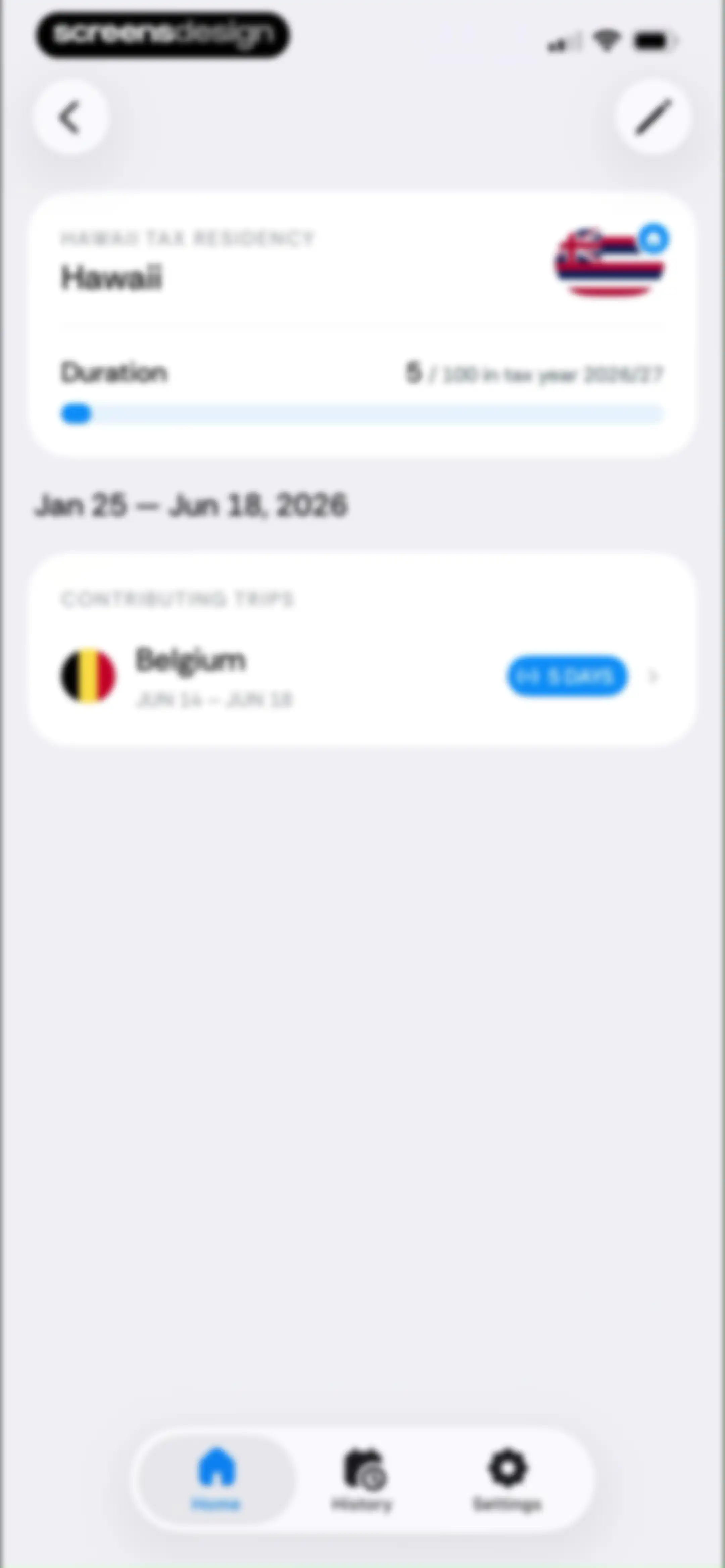 Country Days Tracker: Bounded screen 63