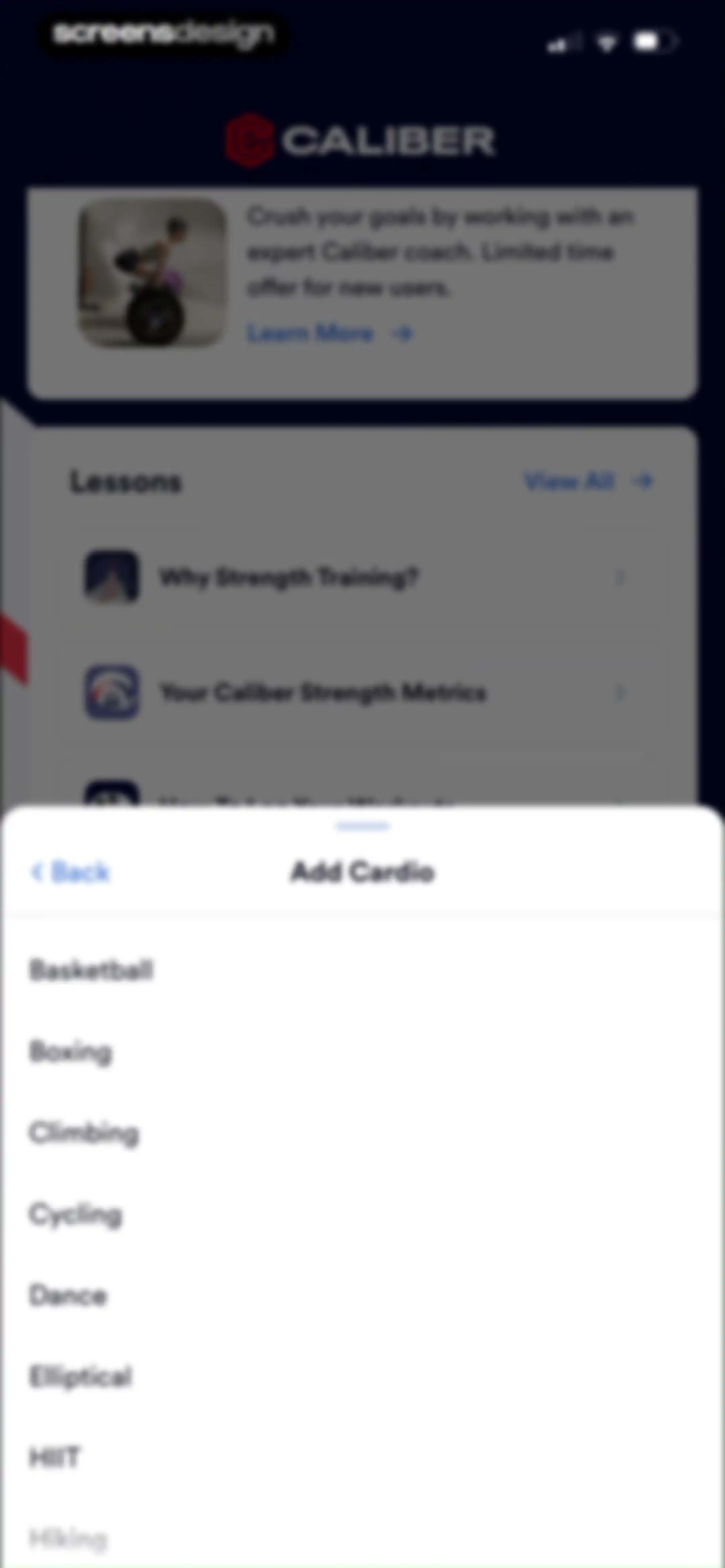 Caliber: Strength Training screen 121
