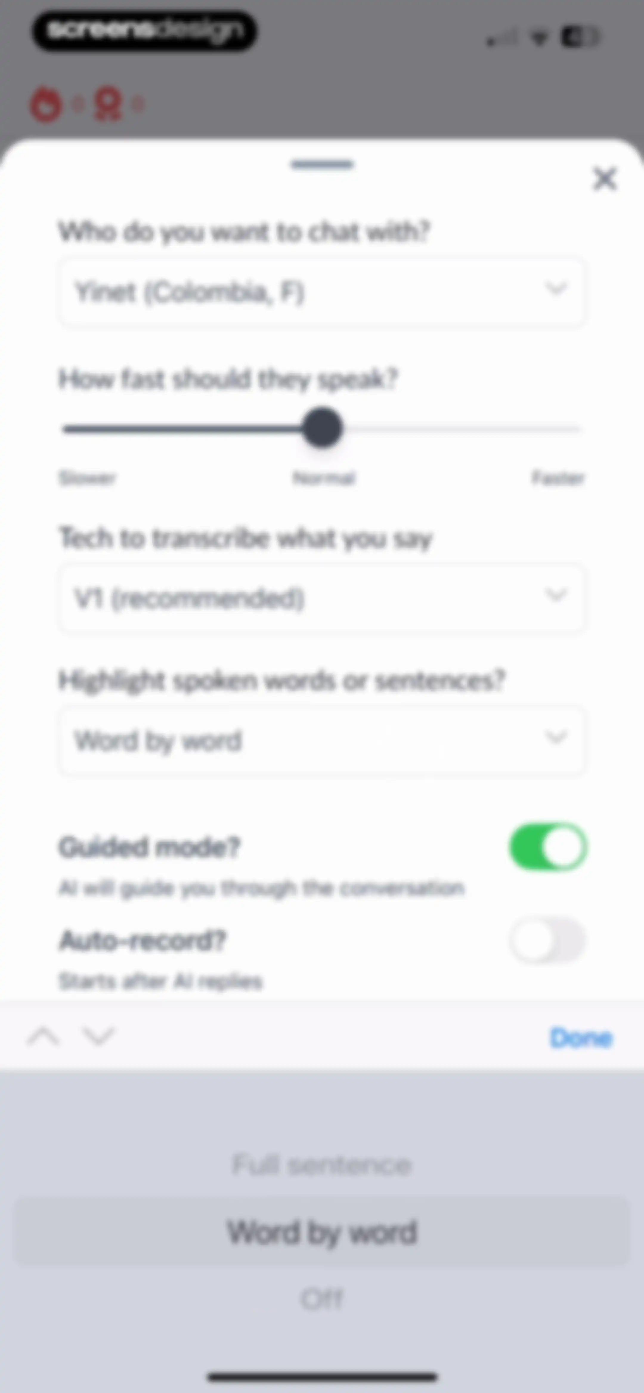 Langua: AI language learning screen 31