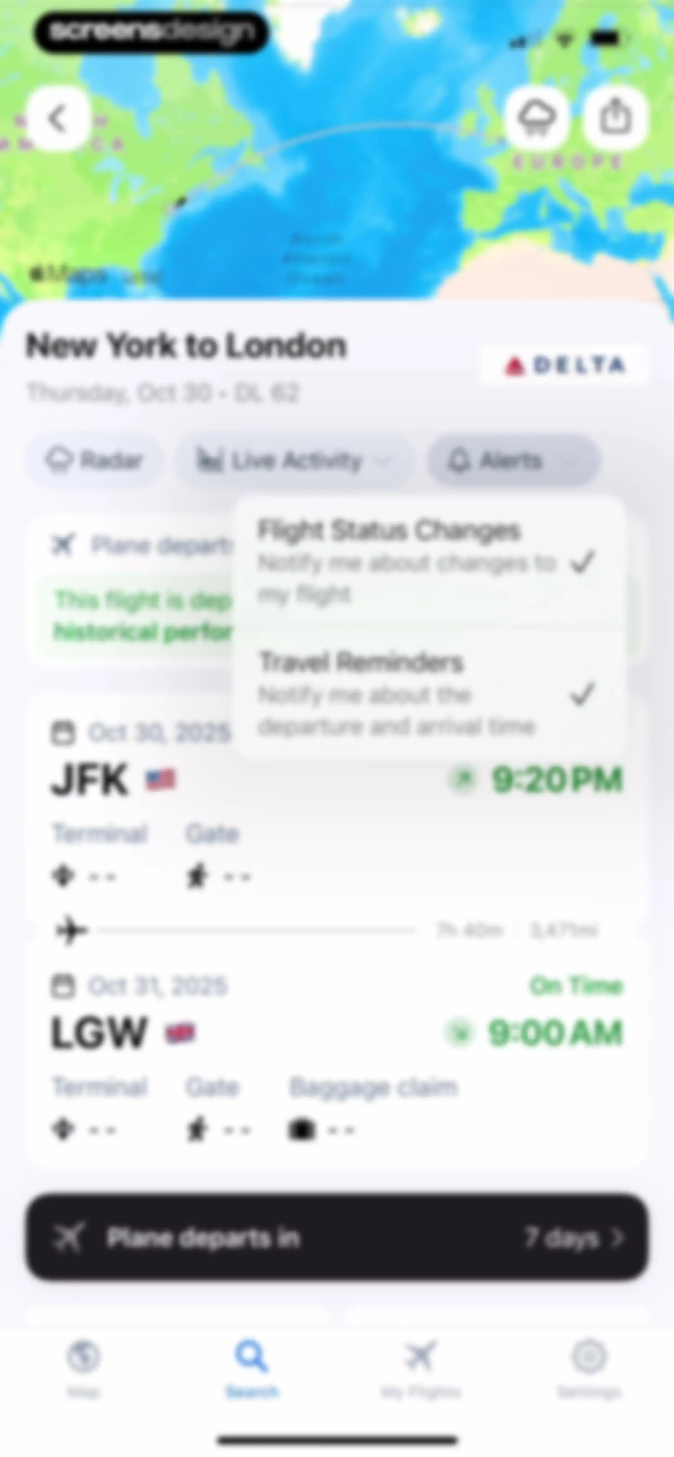 Flight Tracker + screen 36