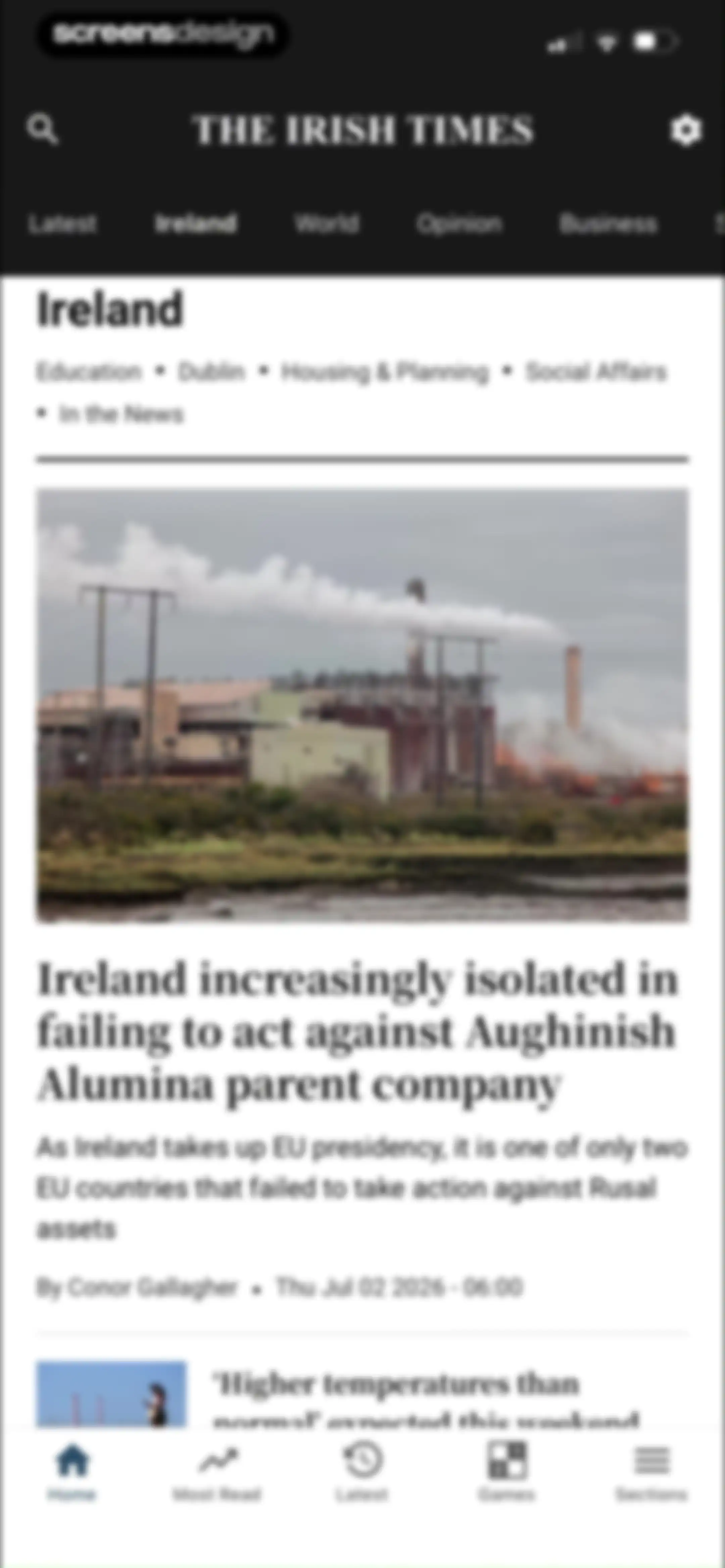The Irish Times screen 29