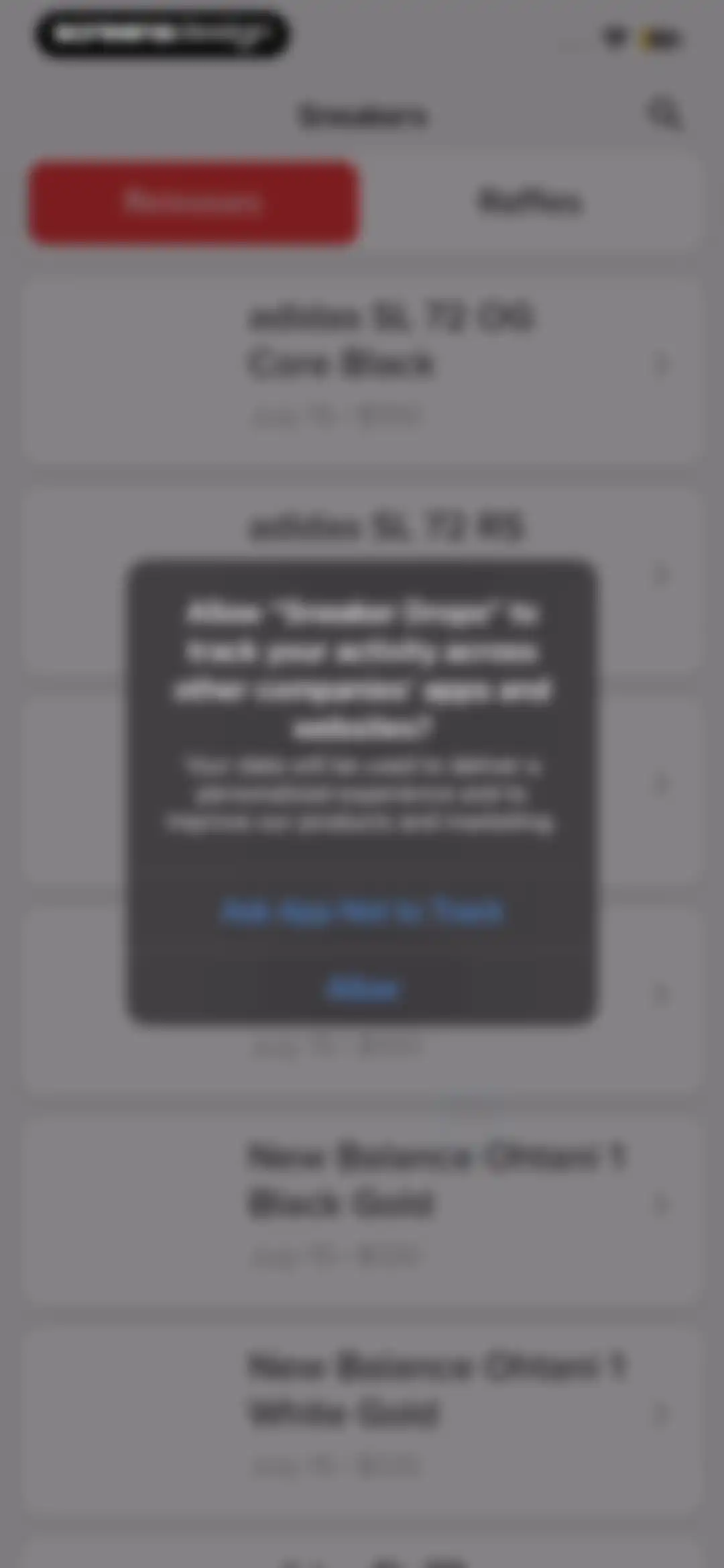 Sneakers Drops: Release＋Raffle screen 6
