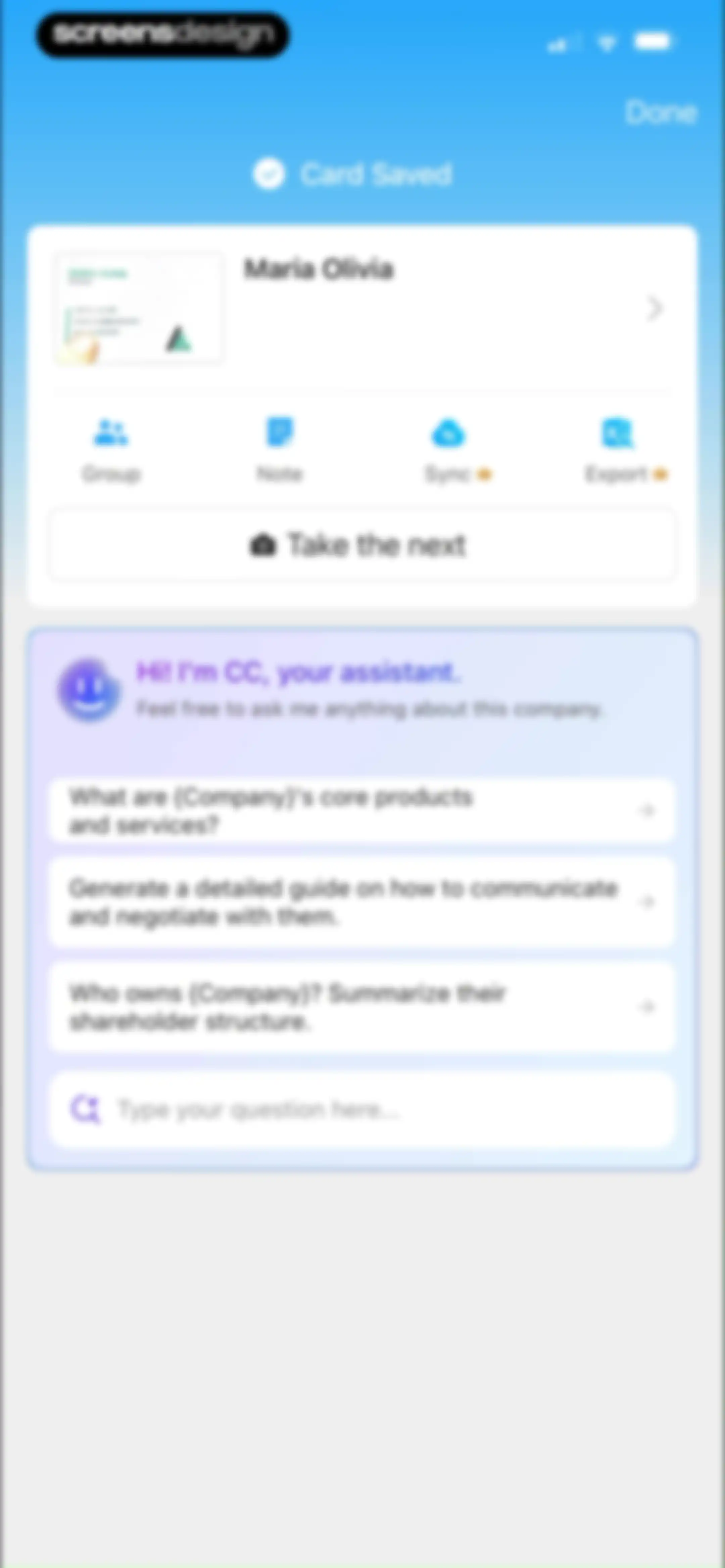 CamCard AI Business Assistant screen 94