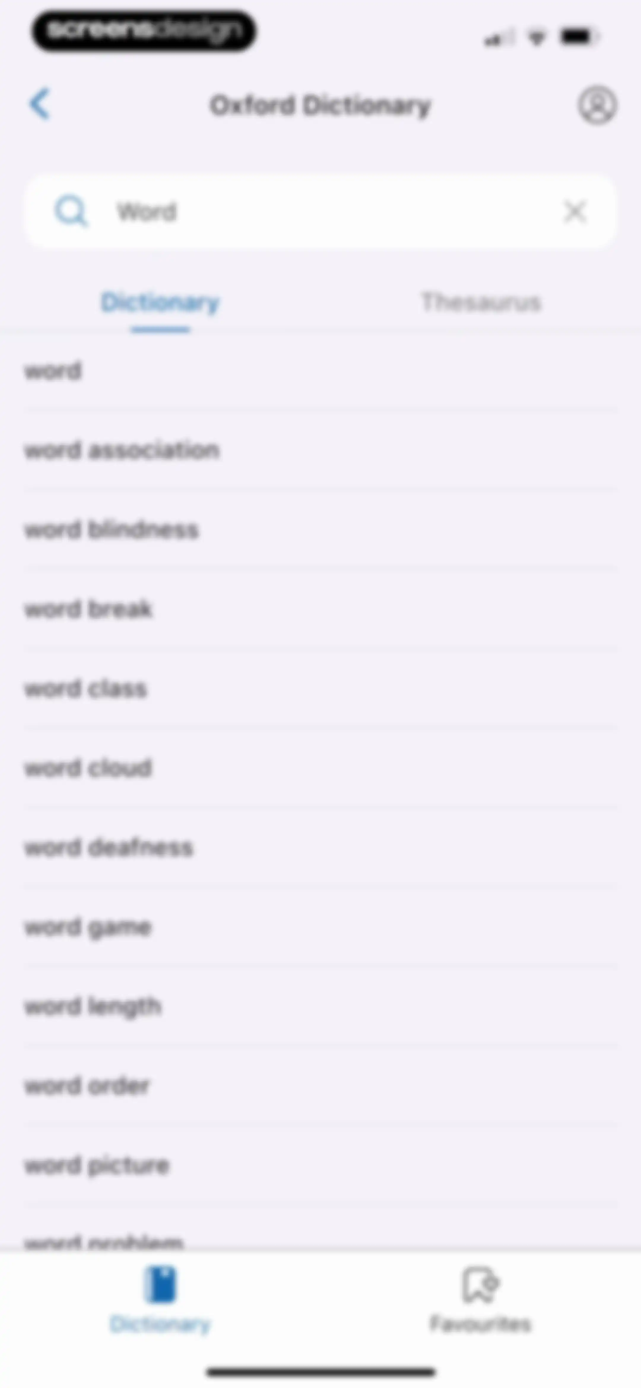 Oxford Dictionary & Thesaurus screen 41