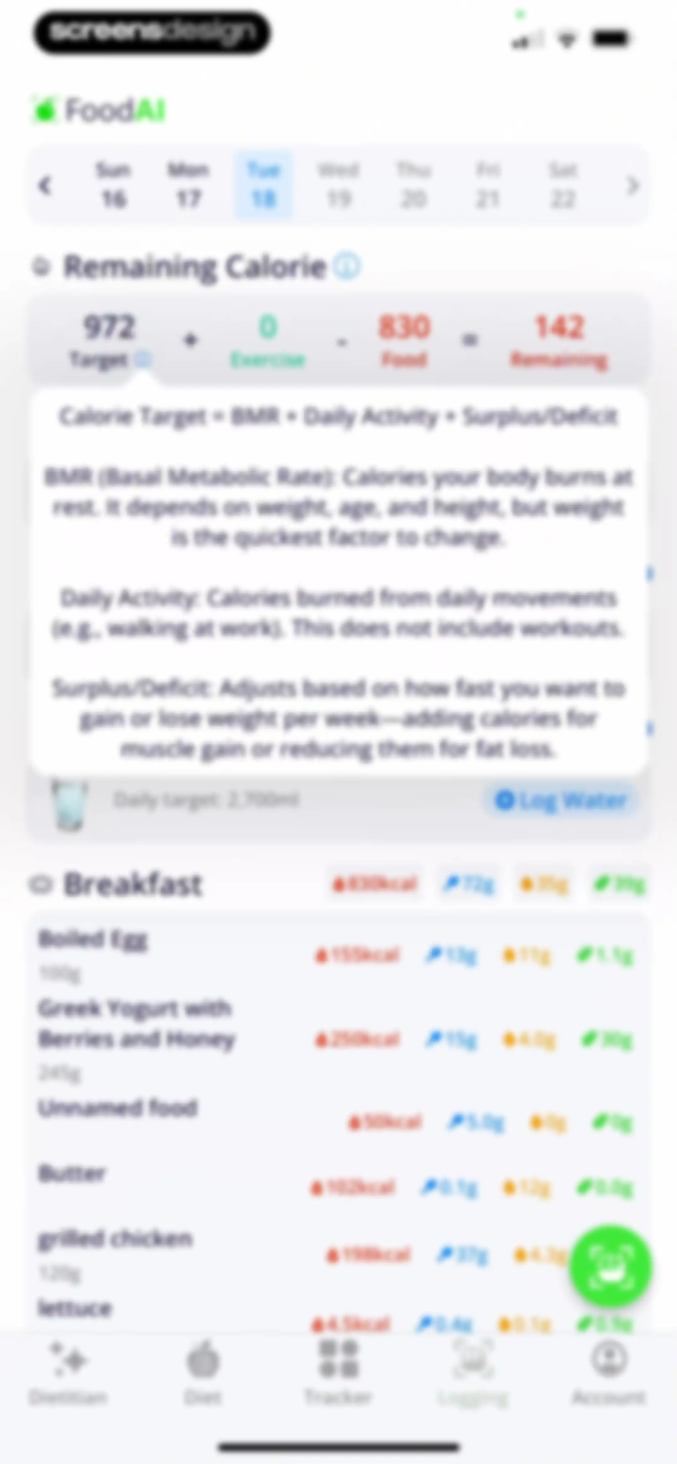 Calorie Tracker・Diet: Food AI screen 92