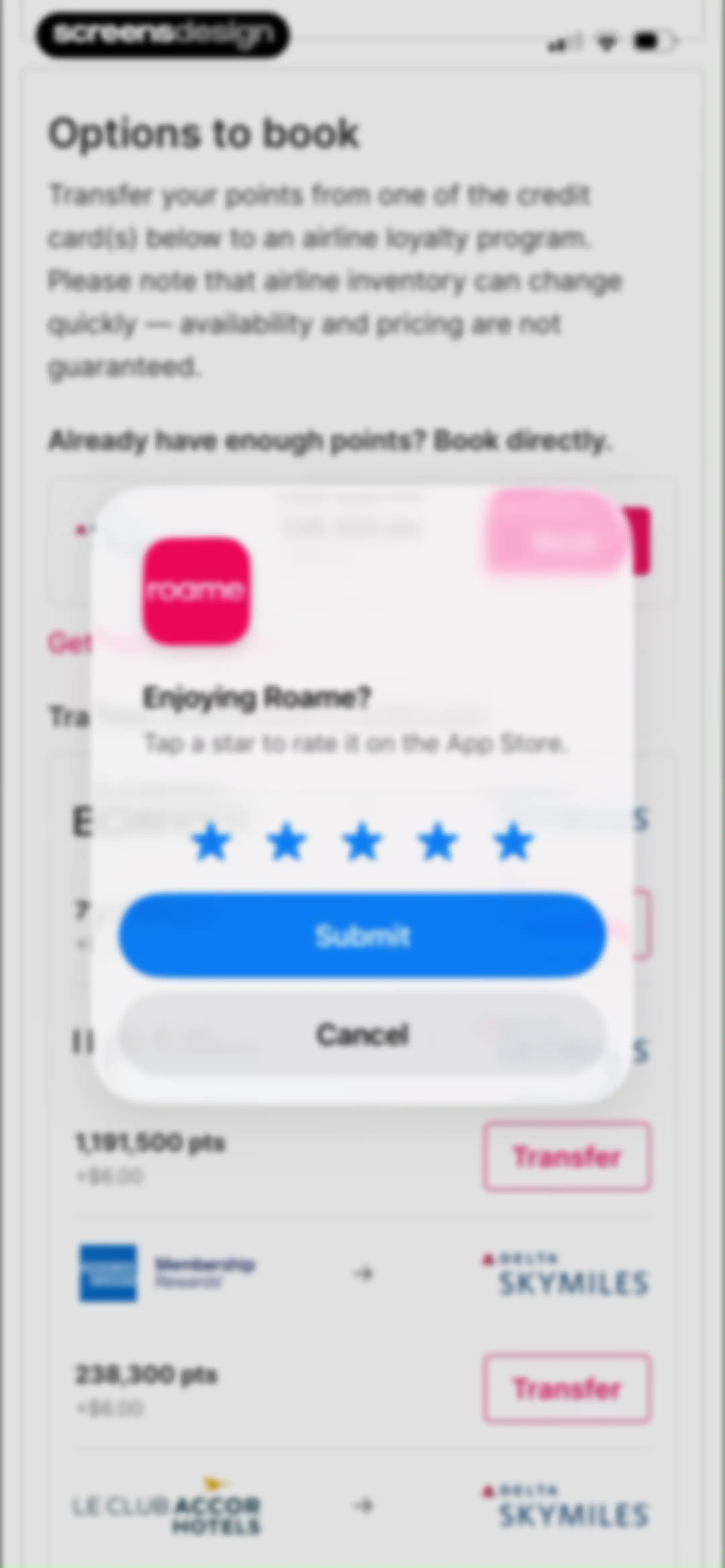Roame - Award Travel screen 23
